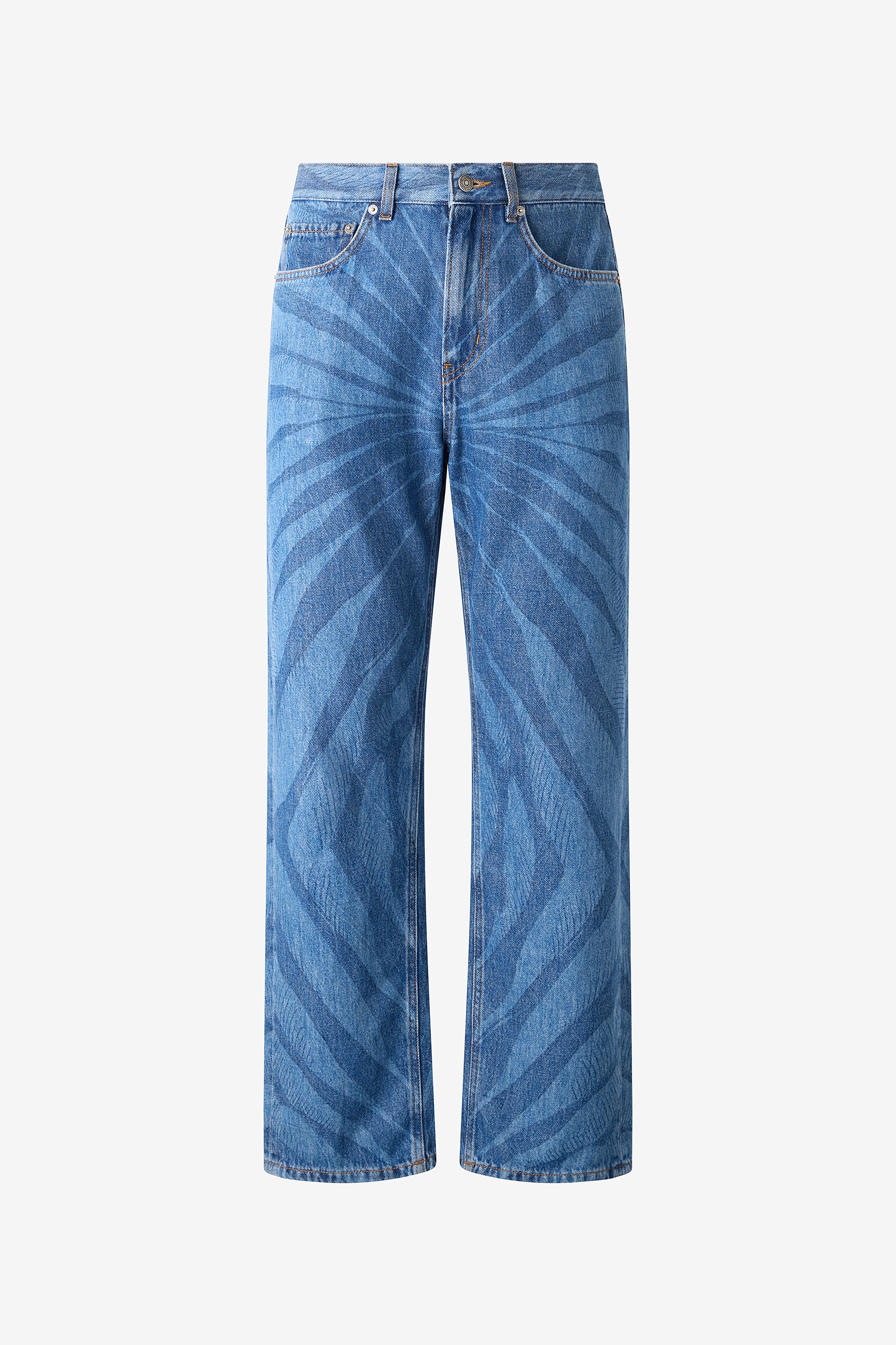 Roberto Cavalli Men's Blue Jeans In Patterned Denim - Trousers & Shorts
