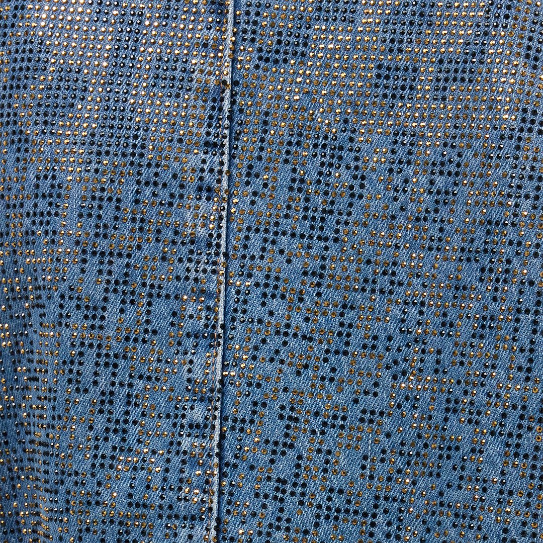 Cropped Denim Jacket With Rhinestones