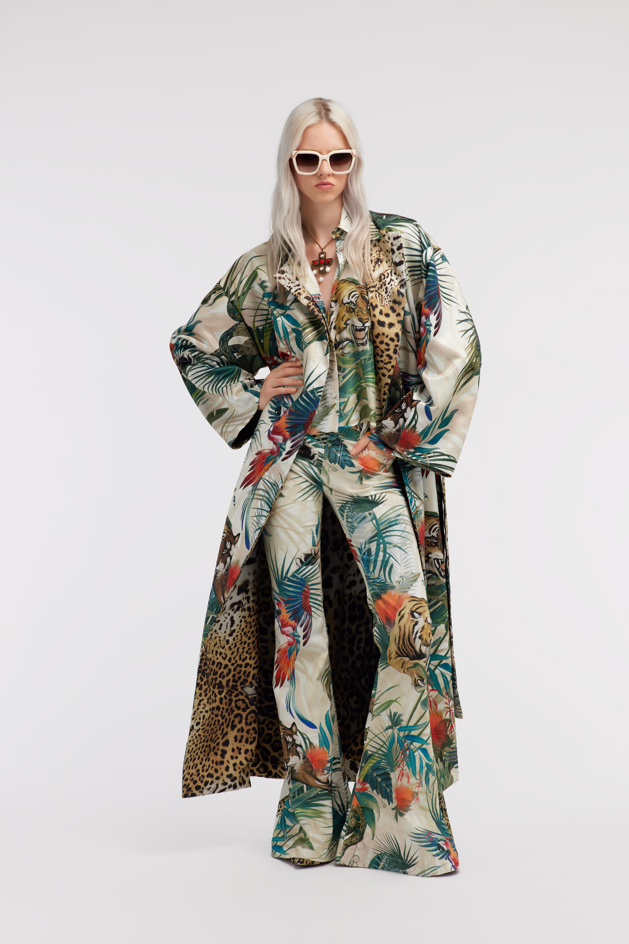 Roberto Cavalli Jeans With Jungle Print In Green
