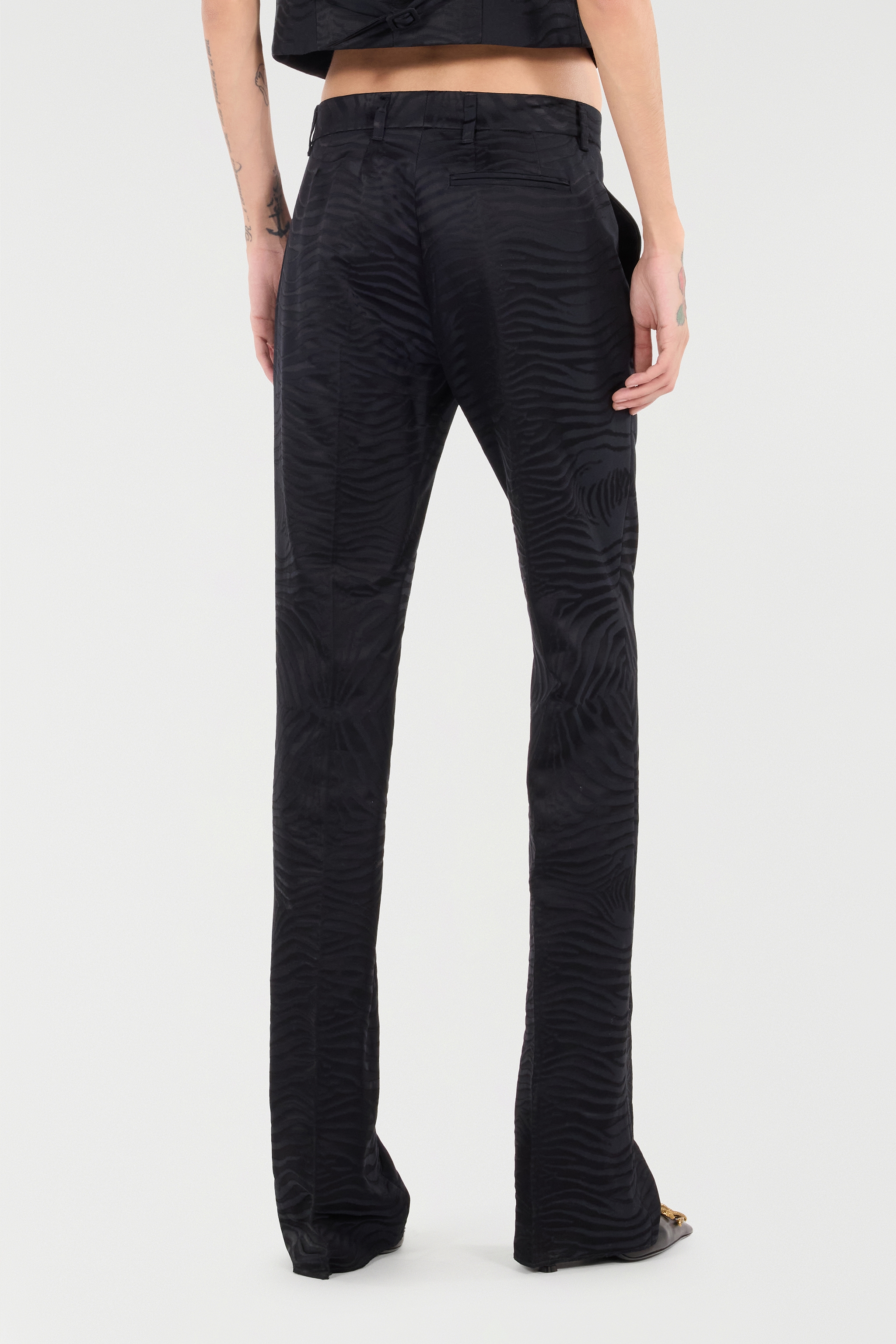 Roberto Cavalli Pants With Solid-color Tiger Skin Pattern In Black
