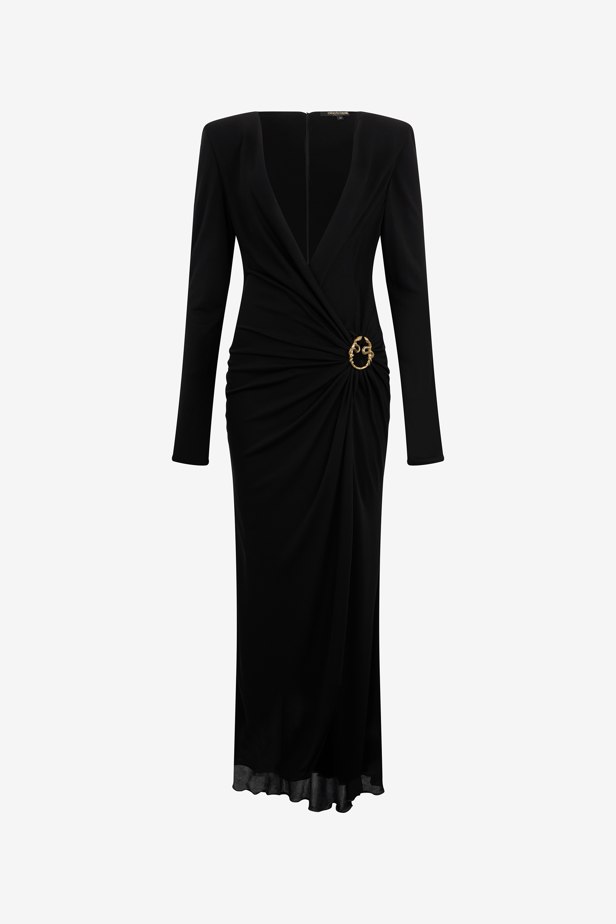 Roberto Cavalli Draped Long Dress with Snake Detail