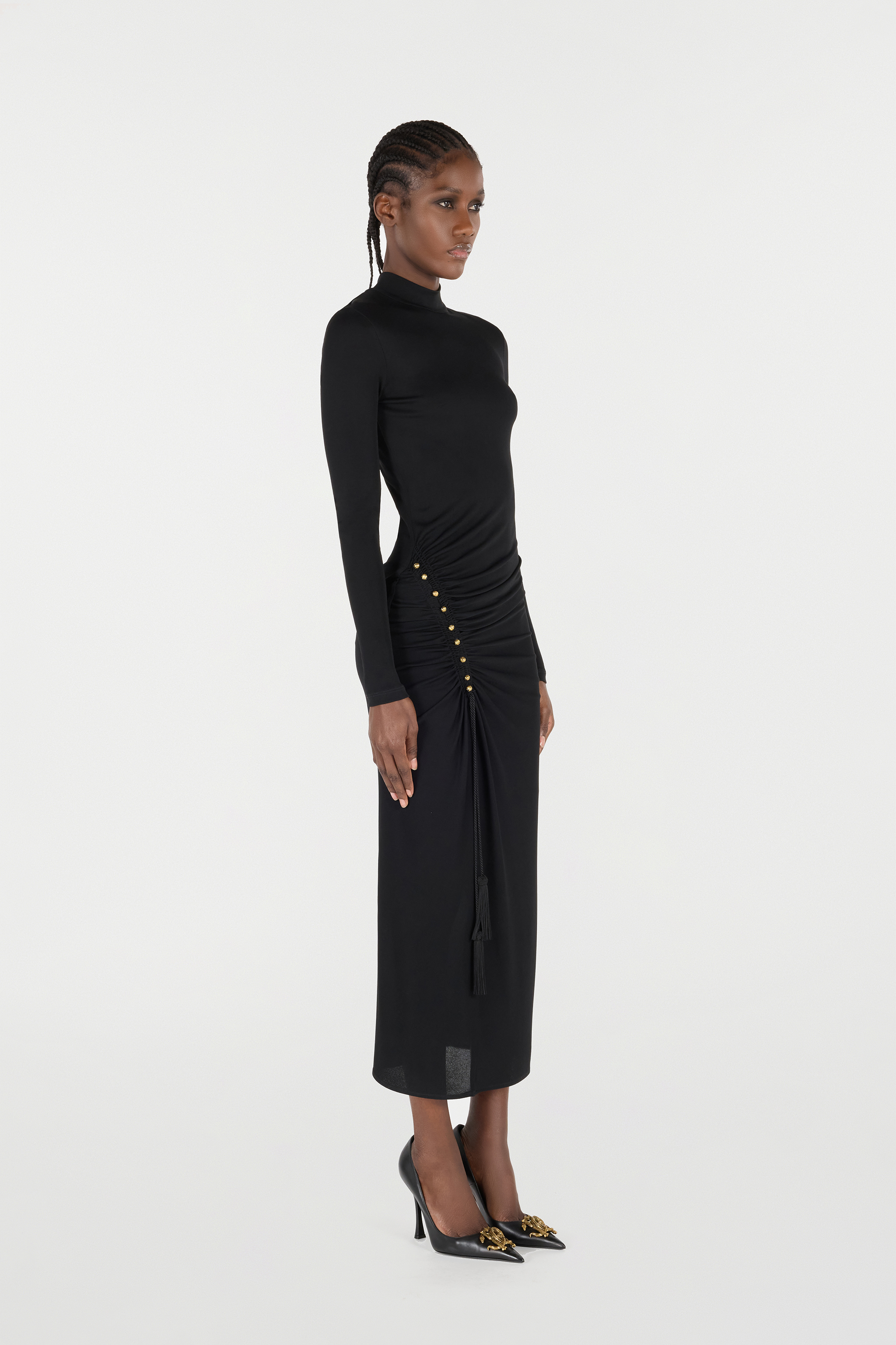 Roberto Cavalli Langes Kleid Mit Gerafftem Detail In Black