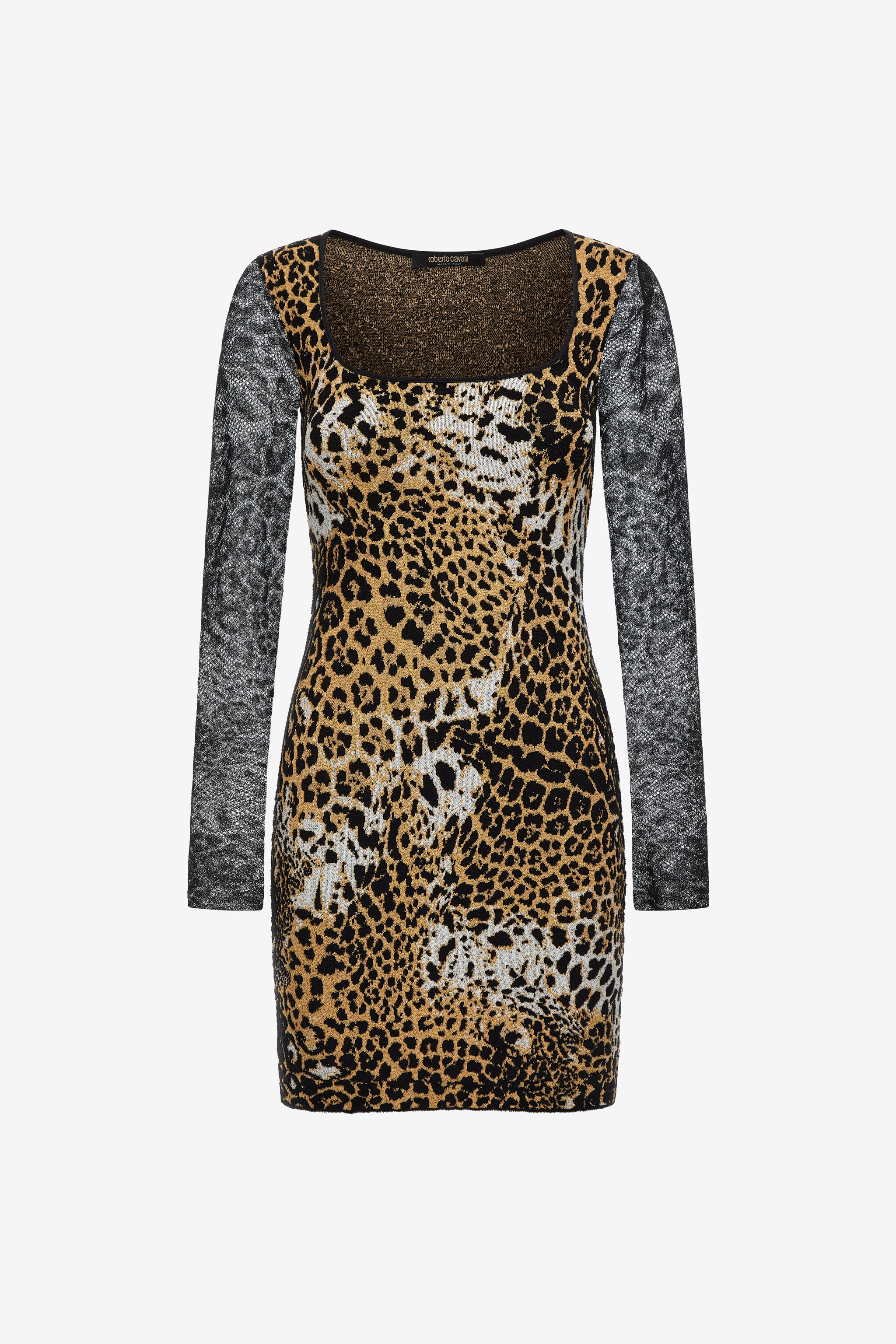 Shop Roberto Cavalli Jaguar Skin Print Dress In Light Brown