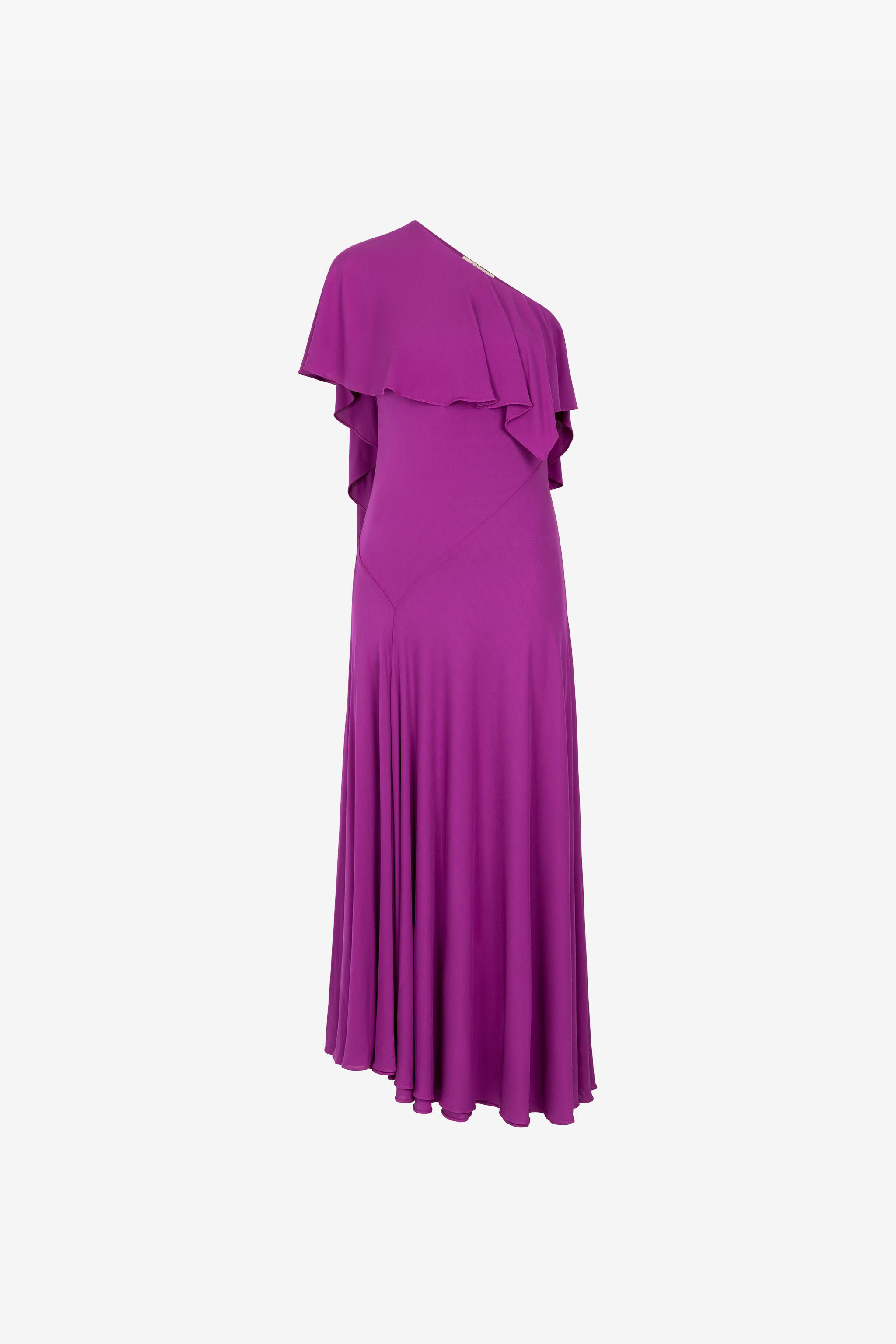 Roberto Cavalli Femme Violet Robe À Encolure Drapée Asymétrique - Robes