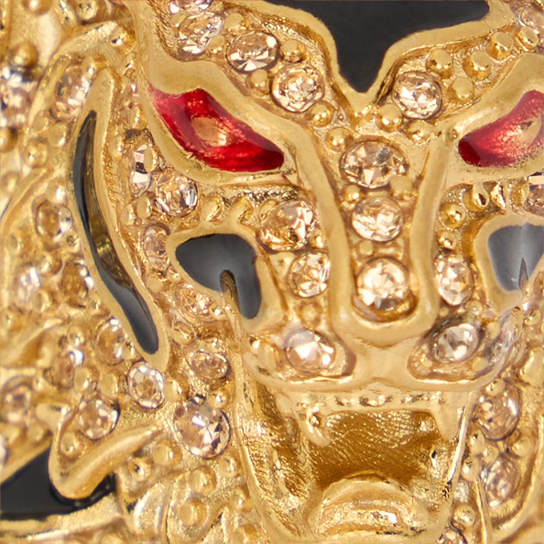 Roberto Cavalli Gold Crystal-embellished Roar Ring