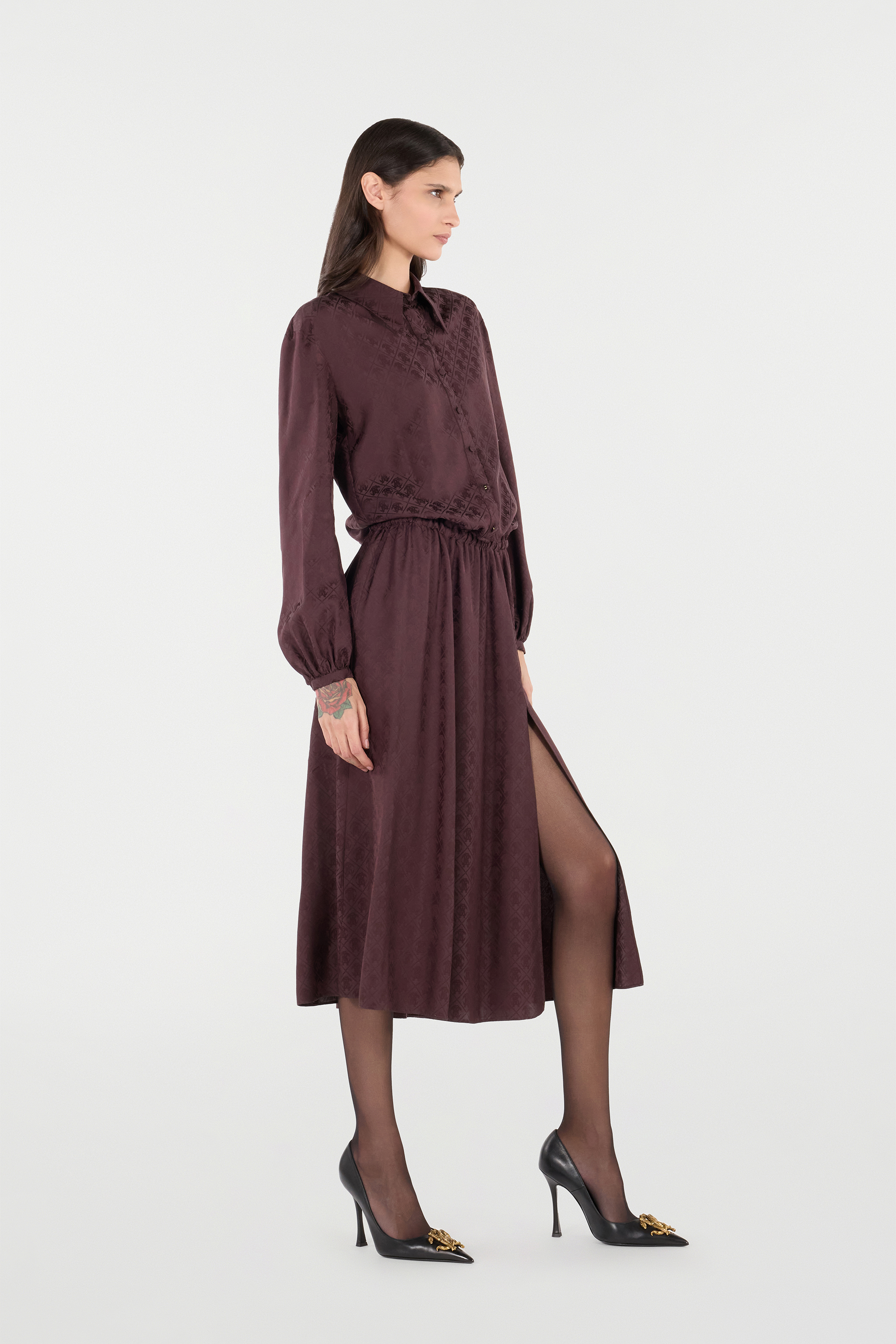 Shirt Dress With Mirror Snake Monogram