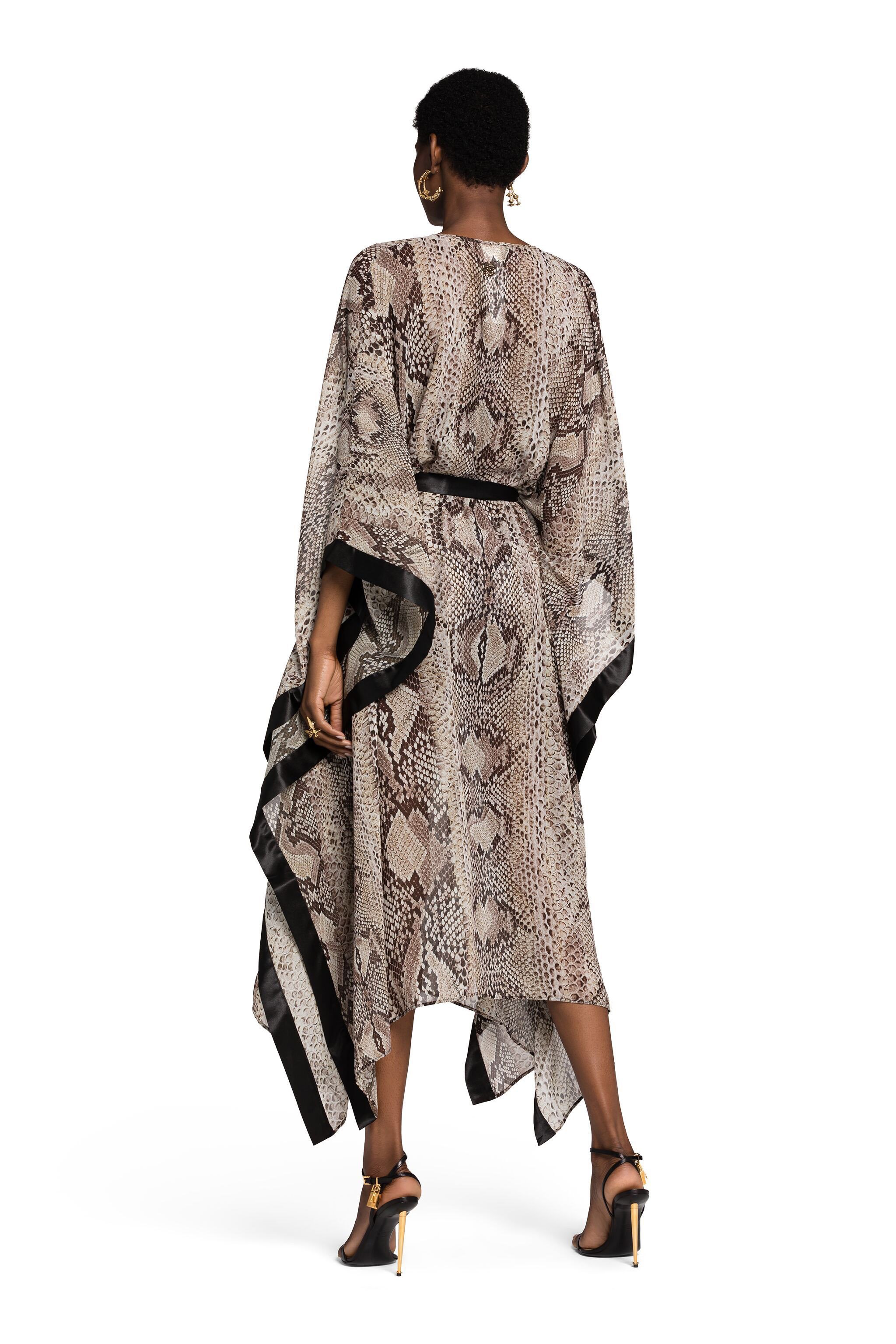 Roberto Cavalli Snake-print Kaftan Dress In Phyton