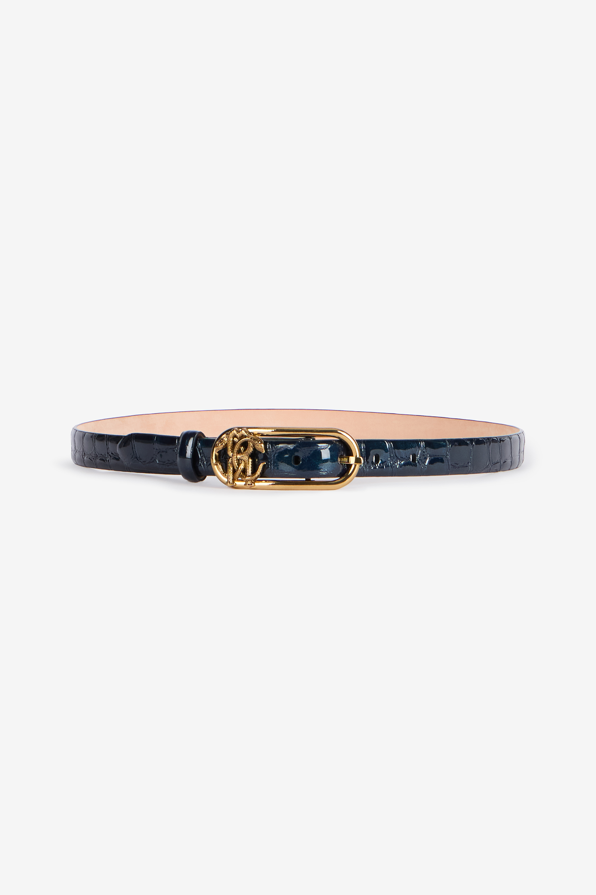 Roberto Cavalli Women's Dark/Blue Belt With Crocodile Print And Glitter - Accessories