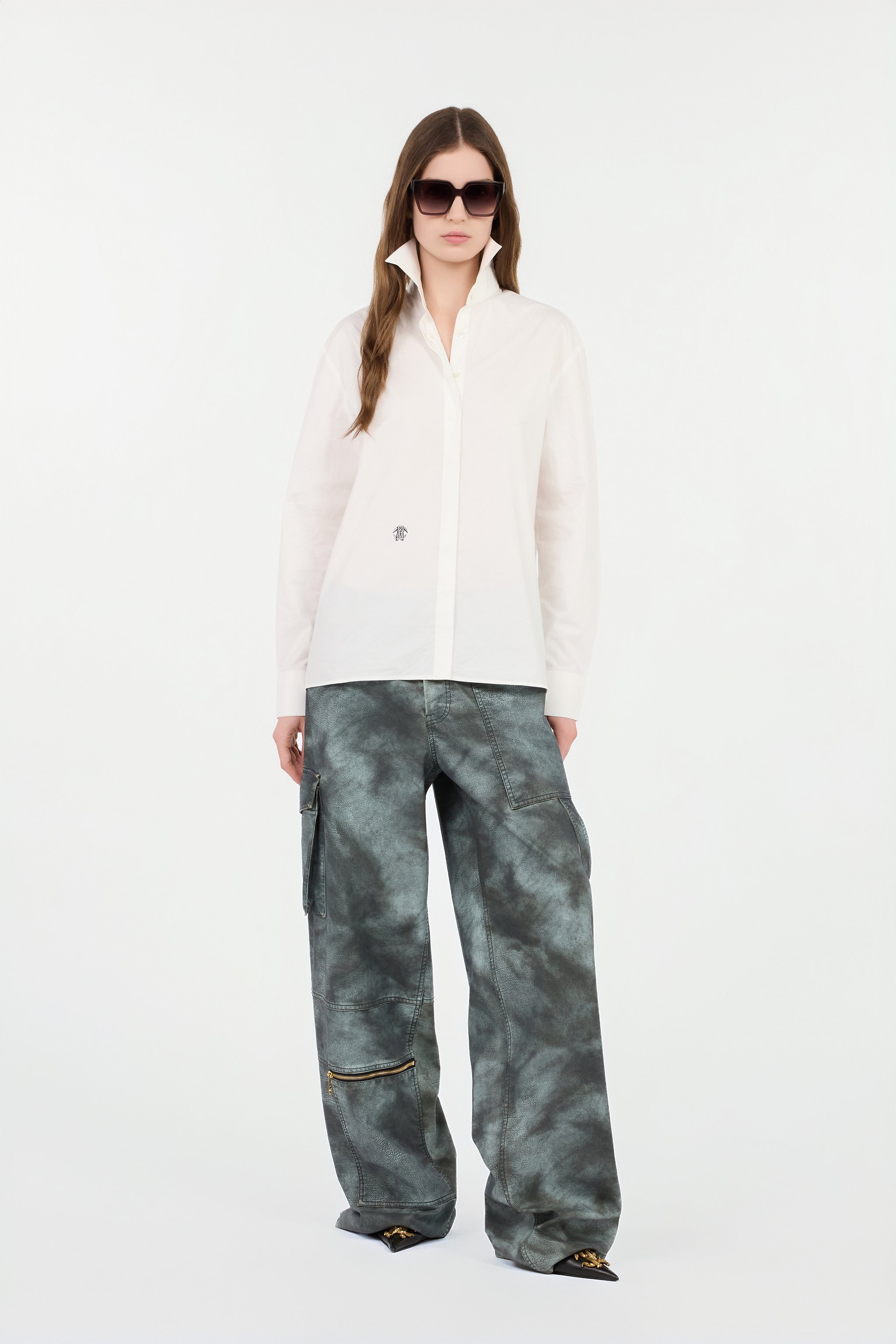 Roberto Cavalli White Cotton Shirt With Monogram Rc In White