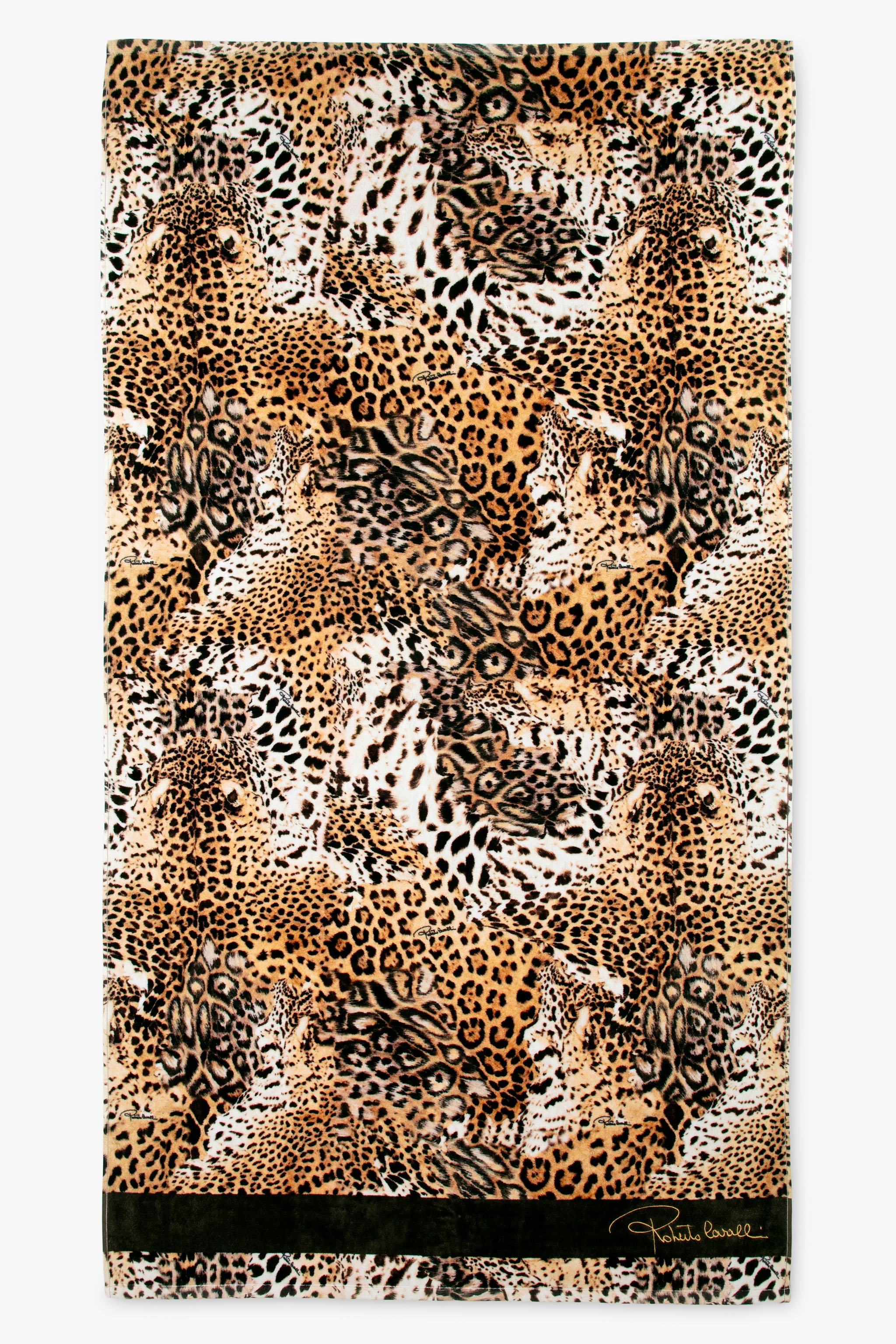 Roberto Cavalli Jaguar Skin Print Beach Towel In Animal Print
