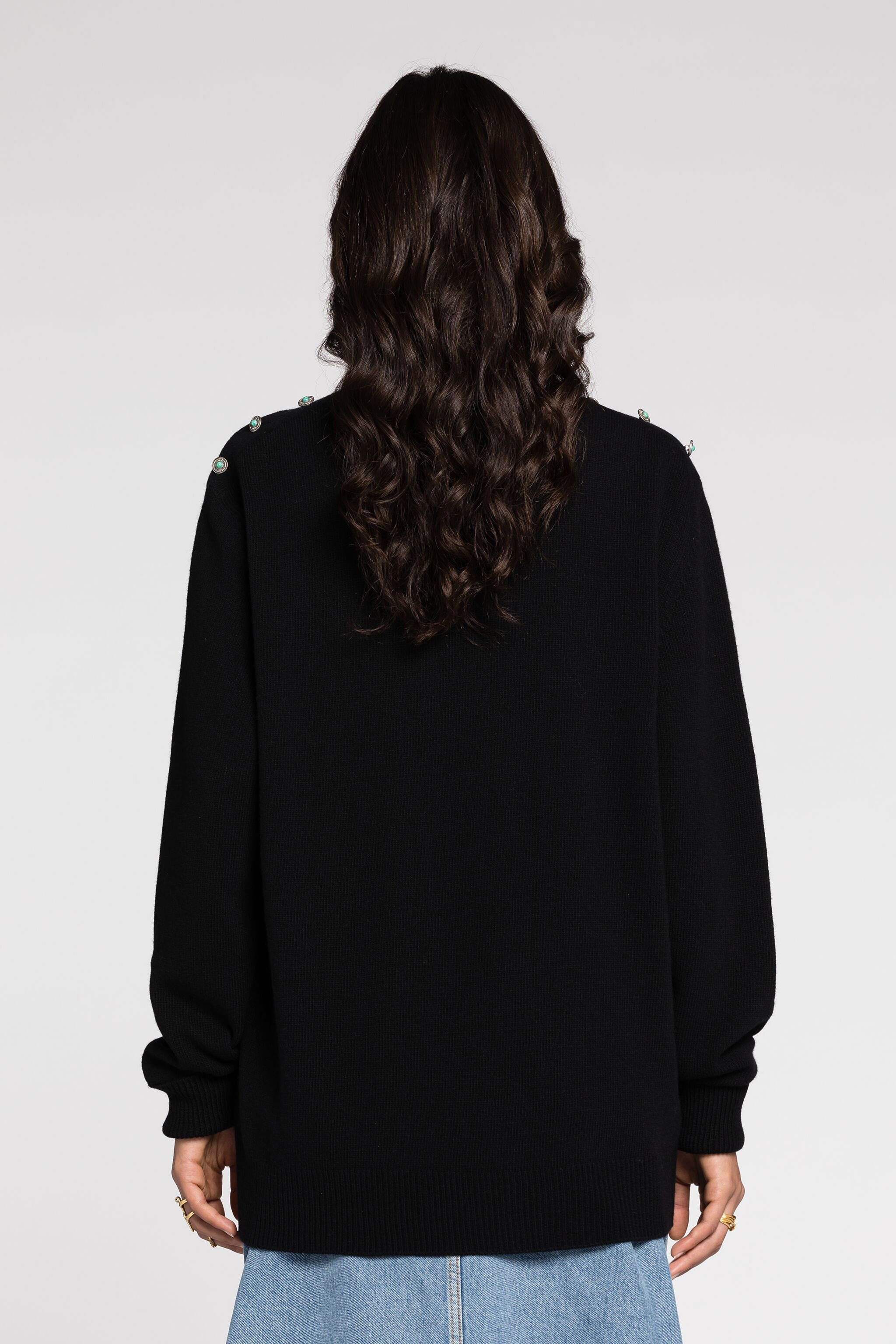 Roberto Cavalli Stud-embellished Crew-neck Jumper In Black