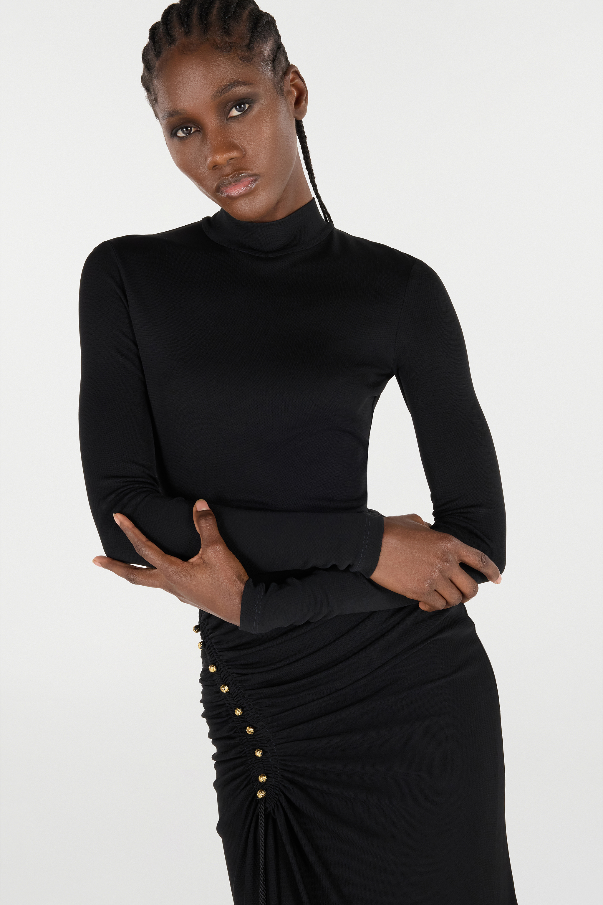 Roberto Cavalli Langes Kleid Mit Gerafftem Detail In Black