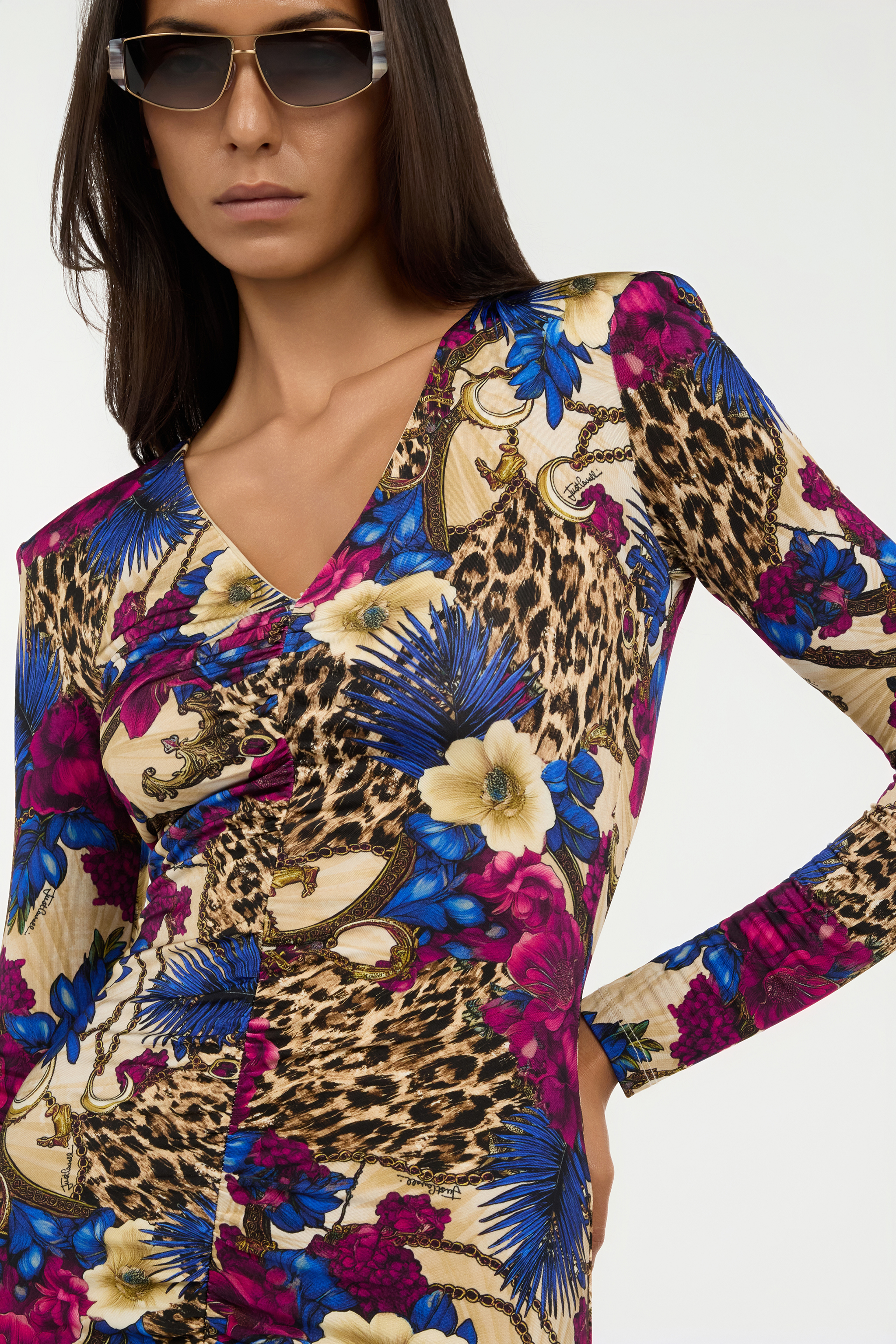 Flower Leopard Print Mini Dress