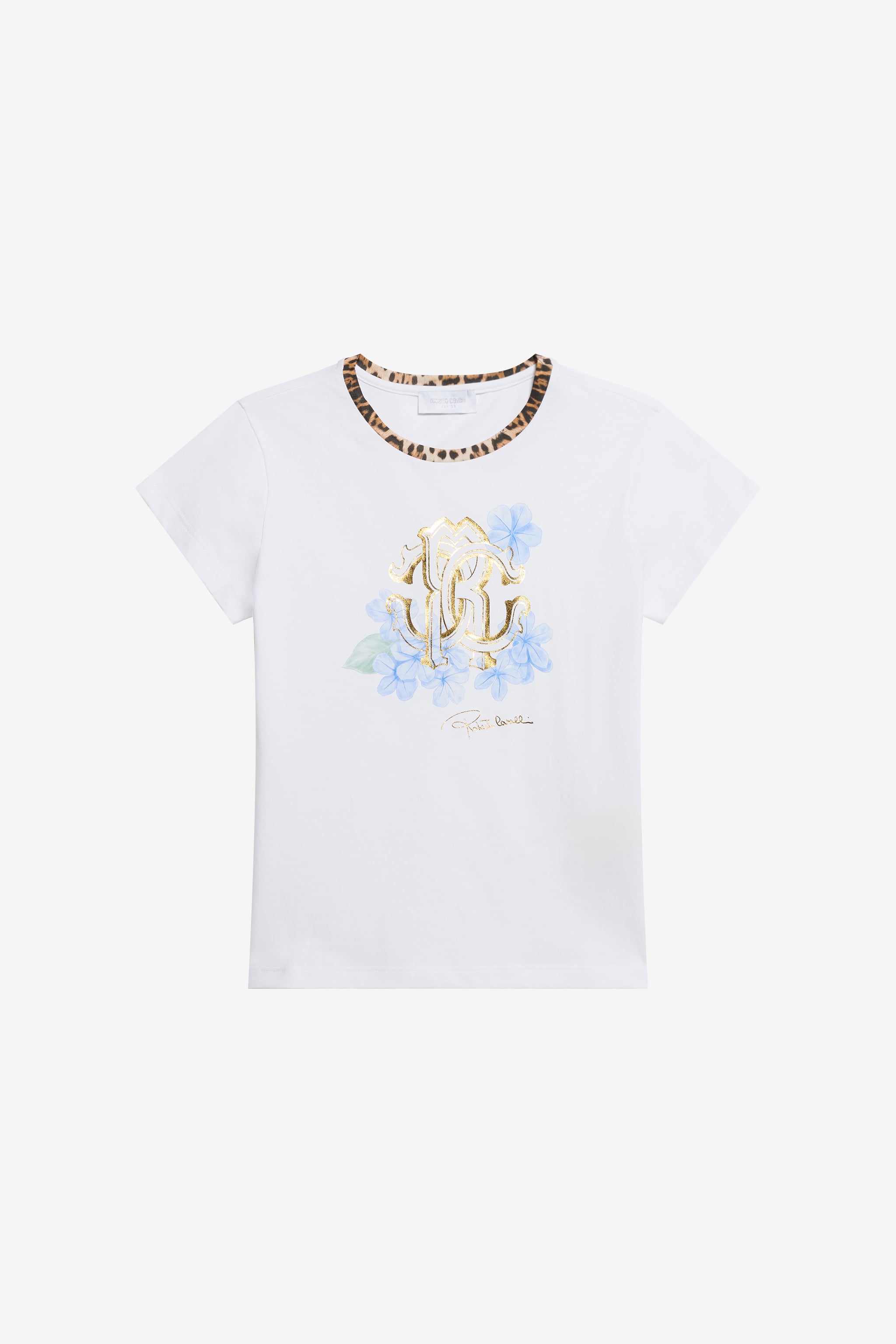 Roberto Cavalli T-shirt with RC Floral Logo and Leopard Detail | Thumbnail 5 Roberto Cavalli T-shirt with RC Floral Logo and Leopard Detail | Thumbnail 5