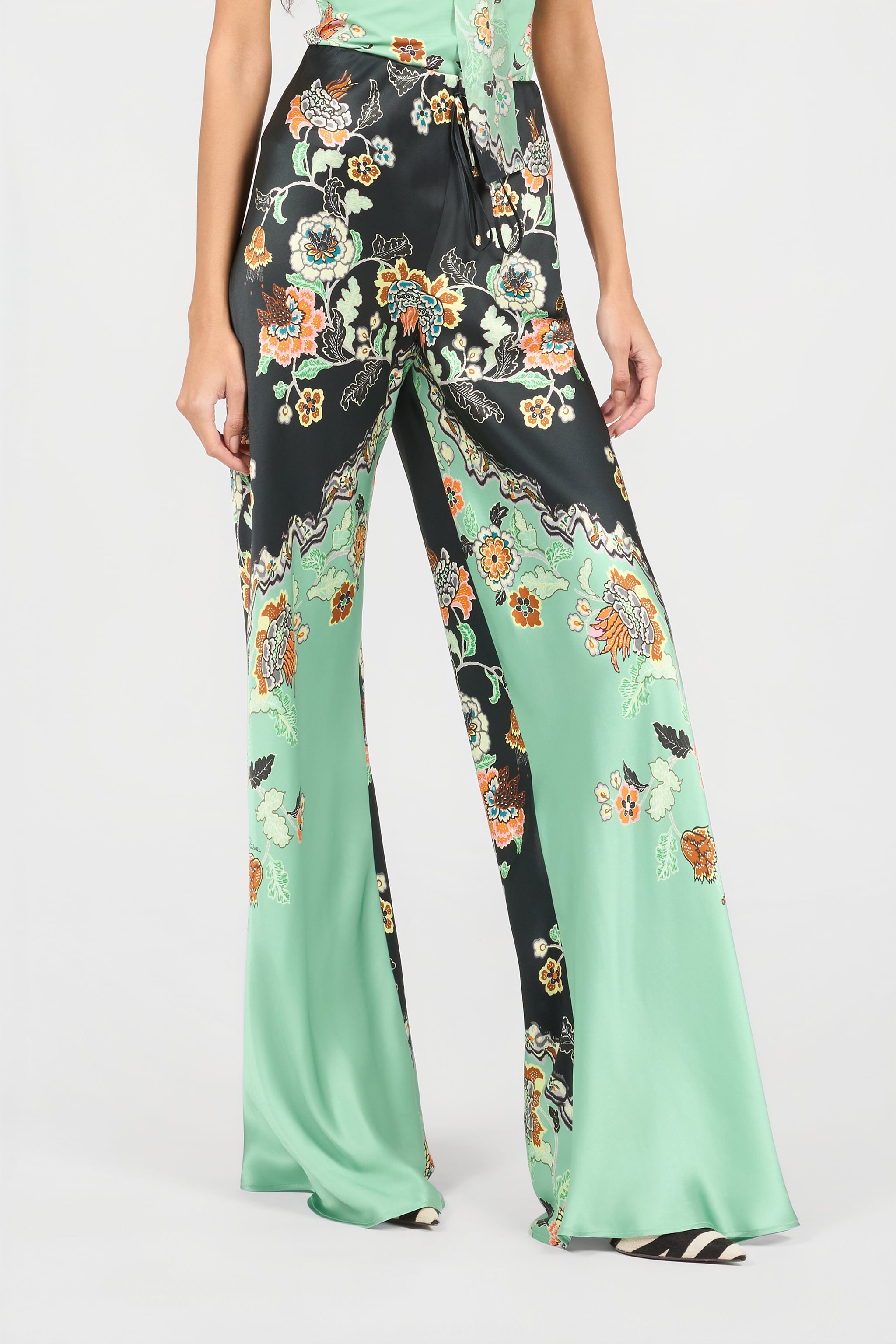 Roberto Cavalli Silk Pants With Kimono Print | Thumbnail 2 Roberto Cavalli Silk Pants With Kimono Print | Thumbnail 2