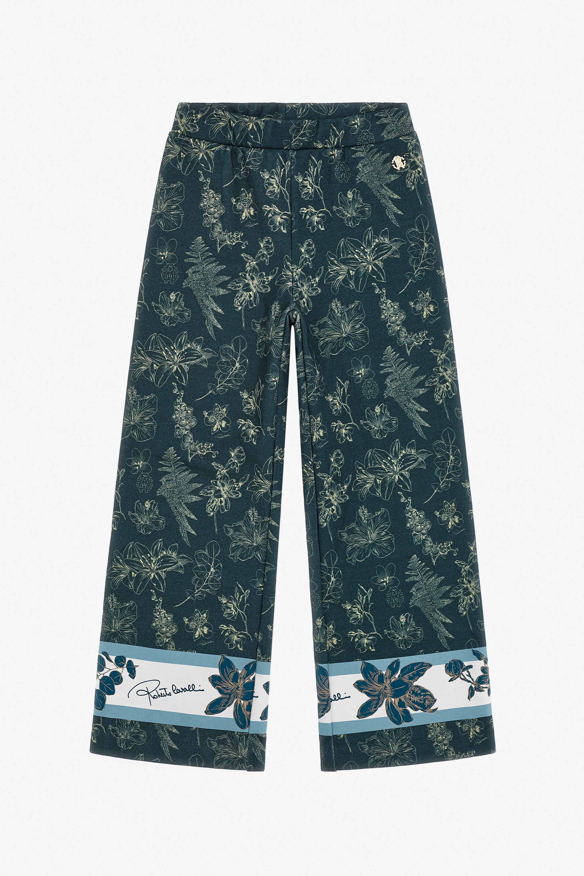 Roberto Cavalli Girls Blue Floral Print Pants - Ready To Wear