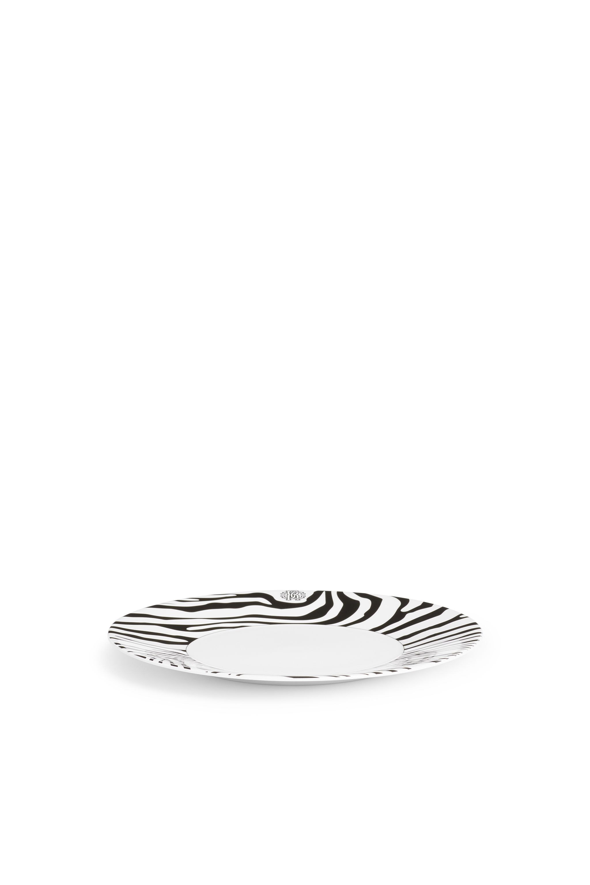 Roberto Cavalli Set Of 6 Zebra Flat Plates In Black/white