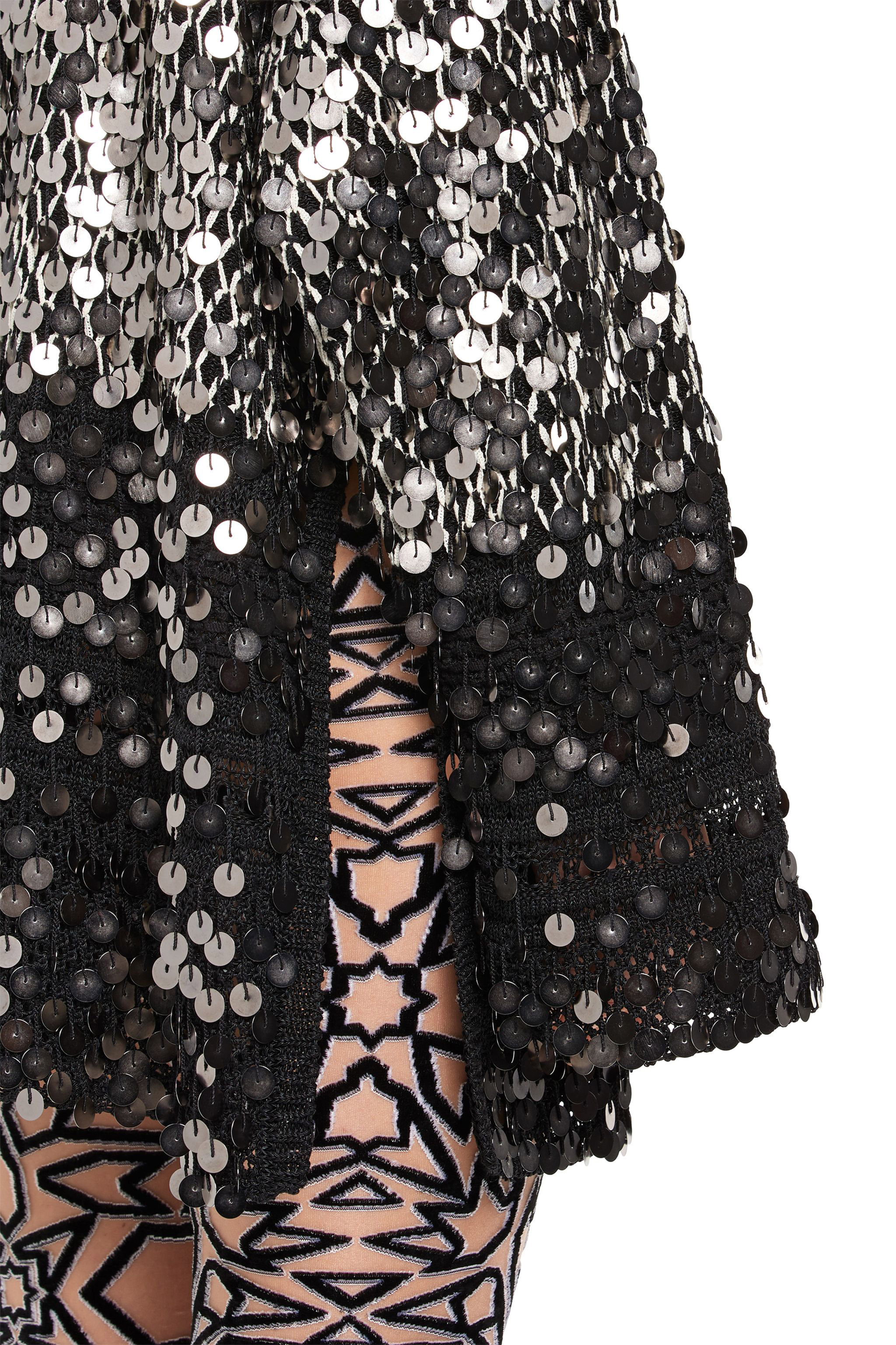Roberto Cavalli Sequin Embroidered Sweater In Black/silver