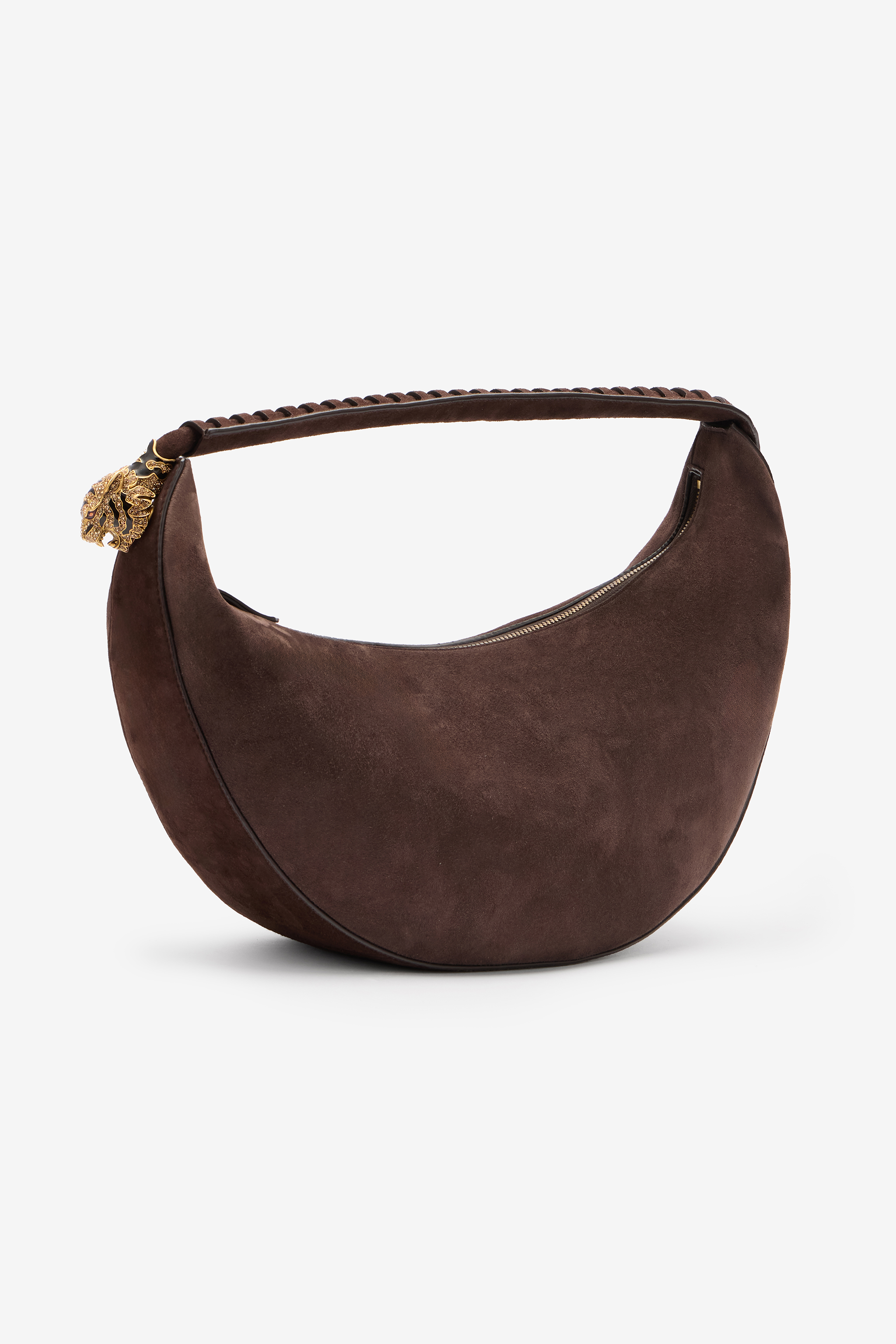 Roberto Cavalli Suede Hobo Roar Bag In Brown
