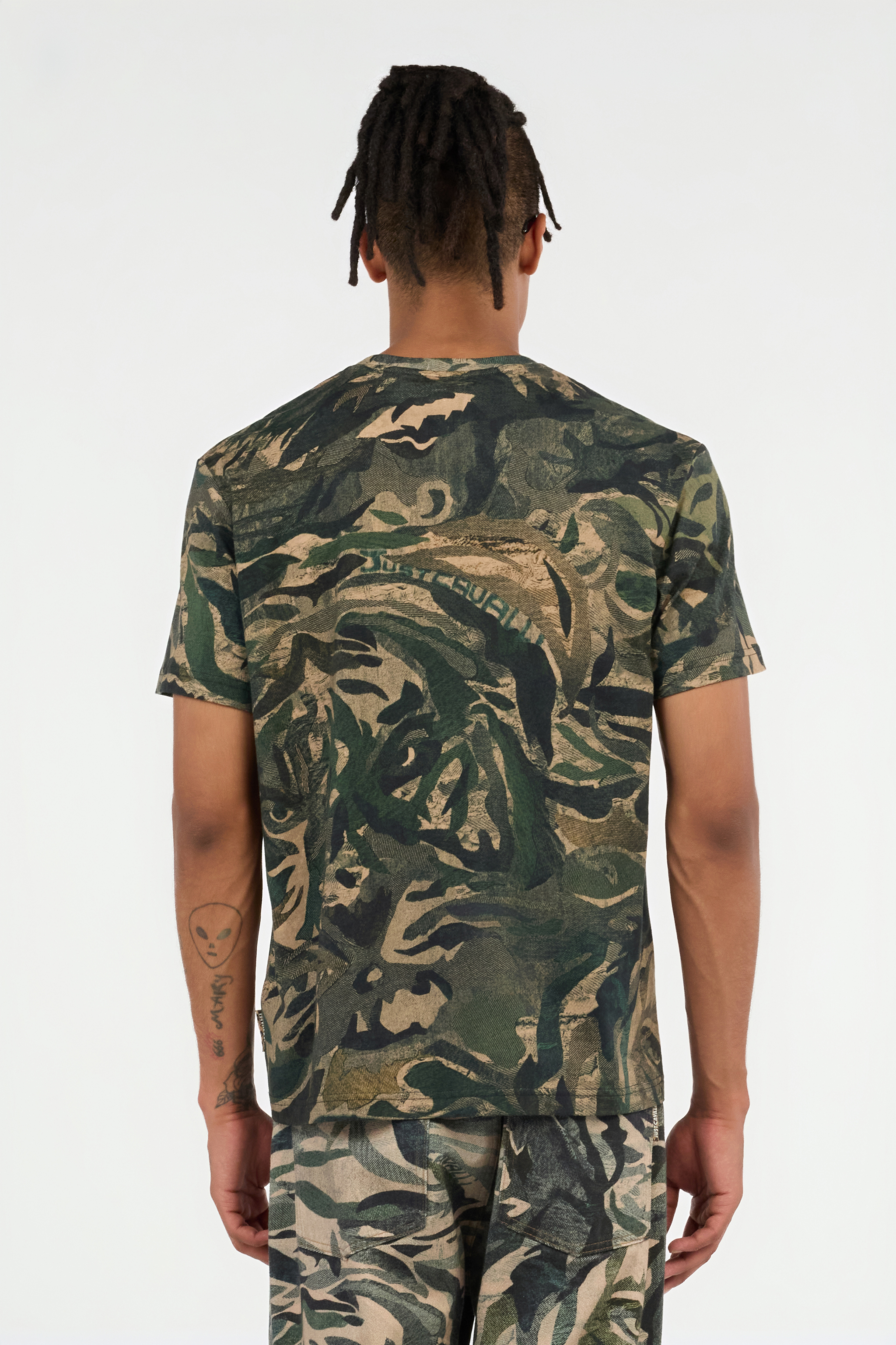 Roberto Cavalli Tiger Camu Print T-shirt In Multi