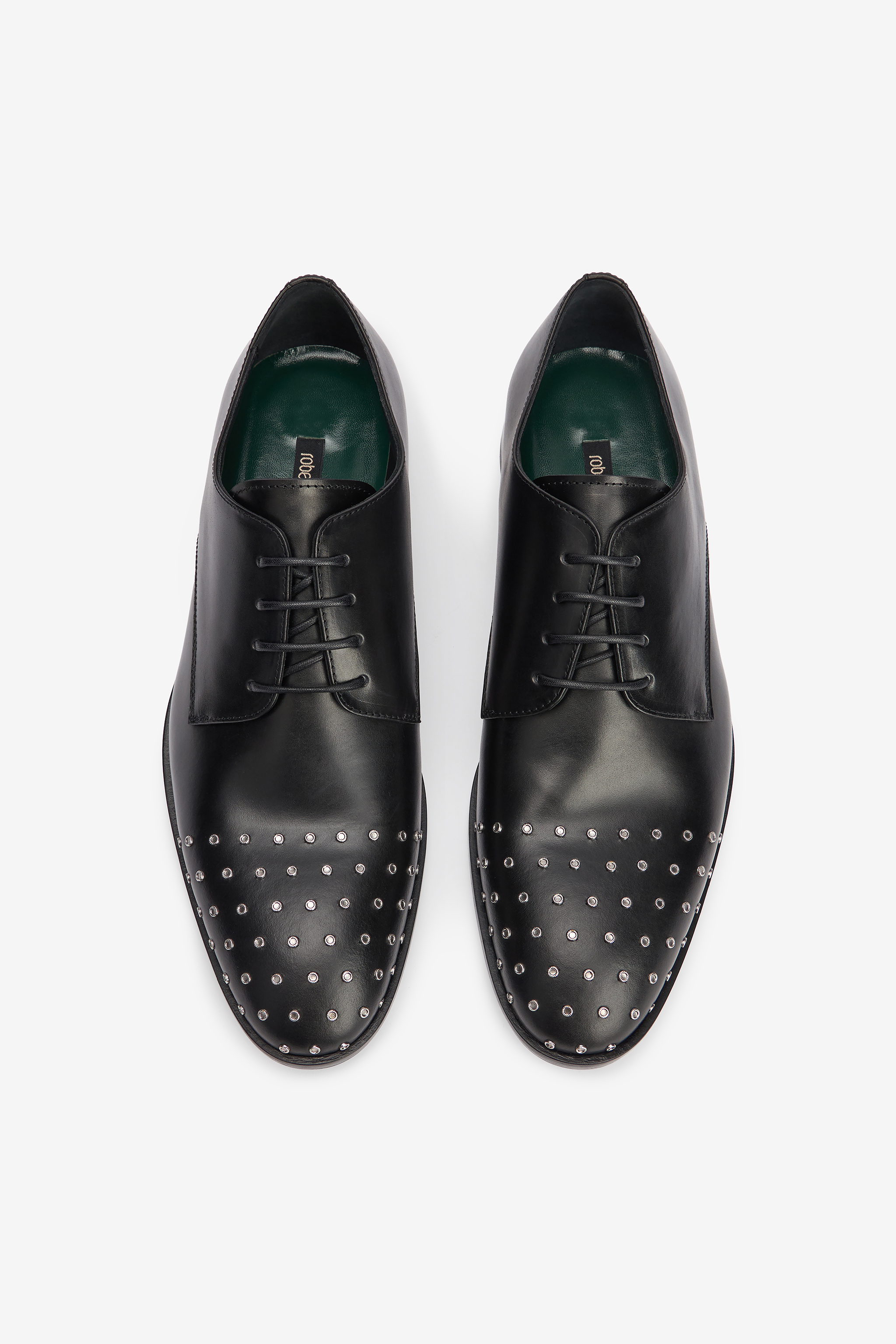 Roberto Cavalli Derby Shoes With Studded Toe Cap In Black