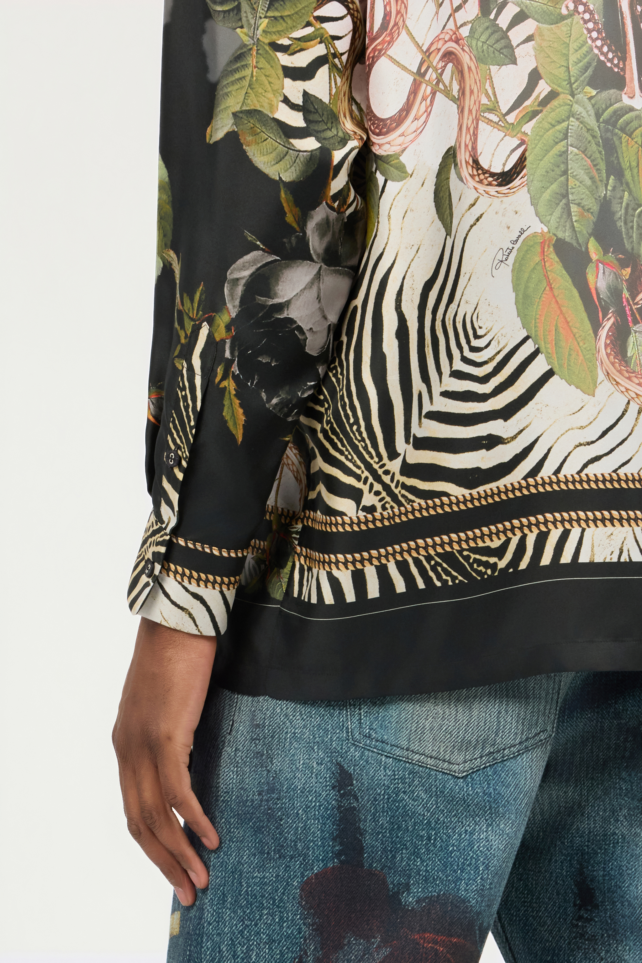 Zebra And Snake Print Silk Shirt