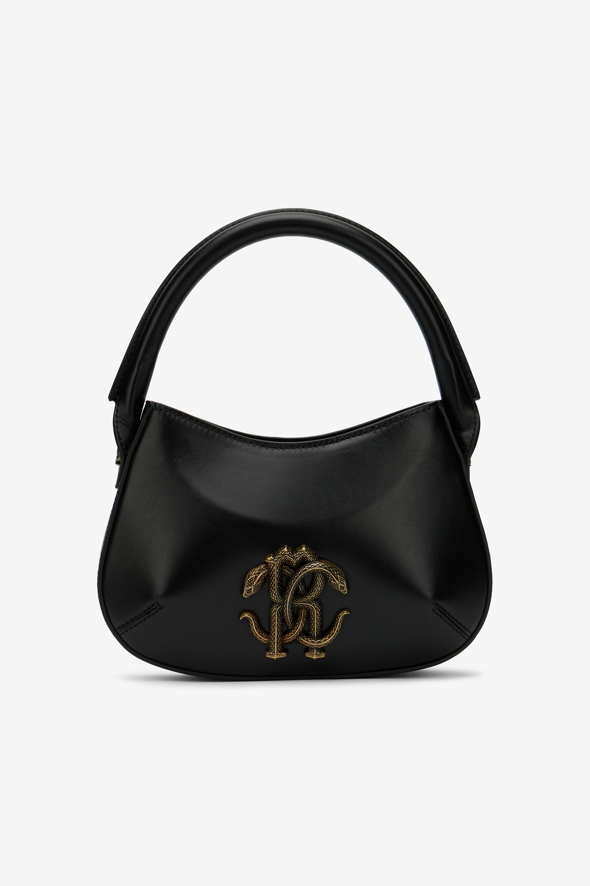 Roberto Cavalli Women's Black Leather Top Handle Bag With Monogram Rc - Bags - Image 1