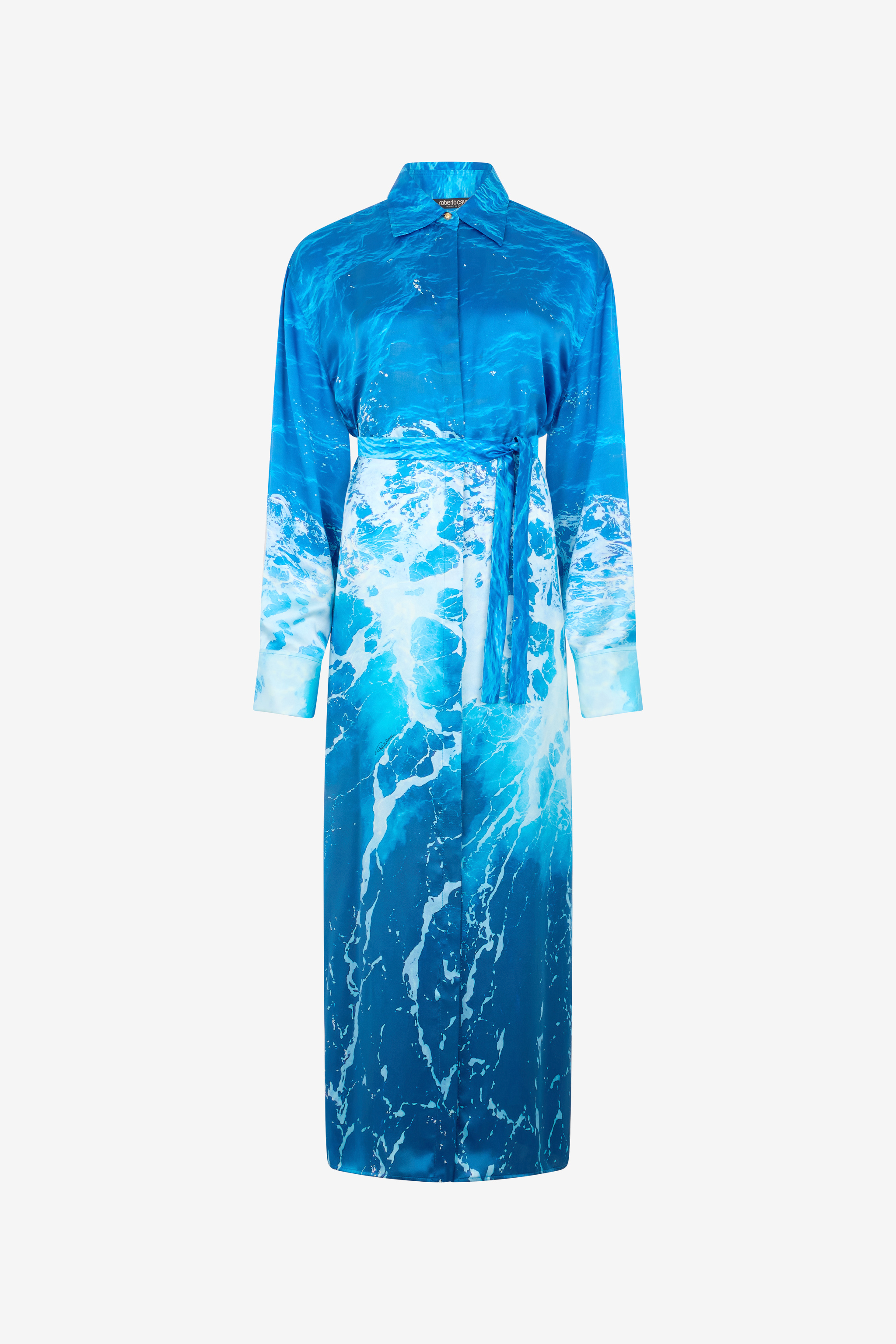 Roberto Cavalli Femme Bleu Robe Imprimée Stretto Di Messina - Prêt-À-Porter