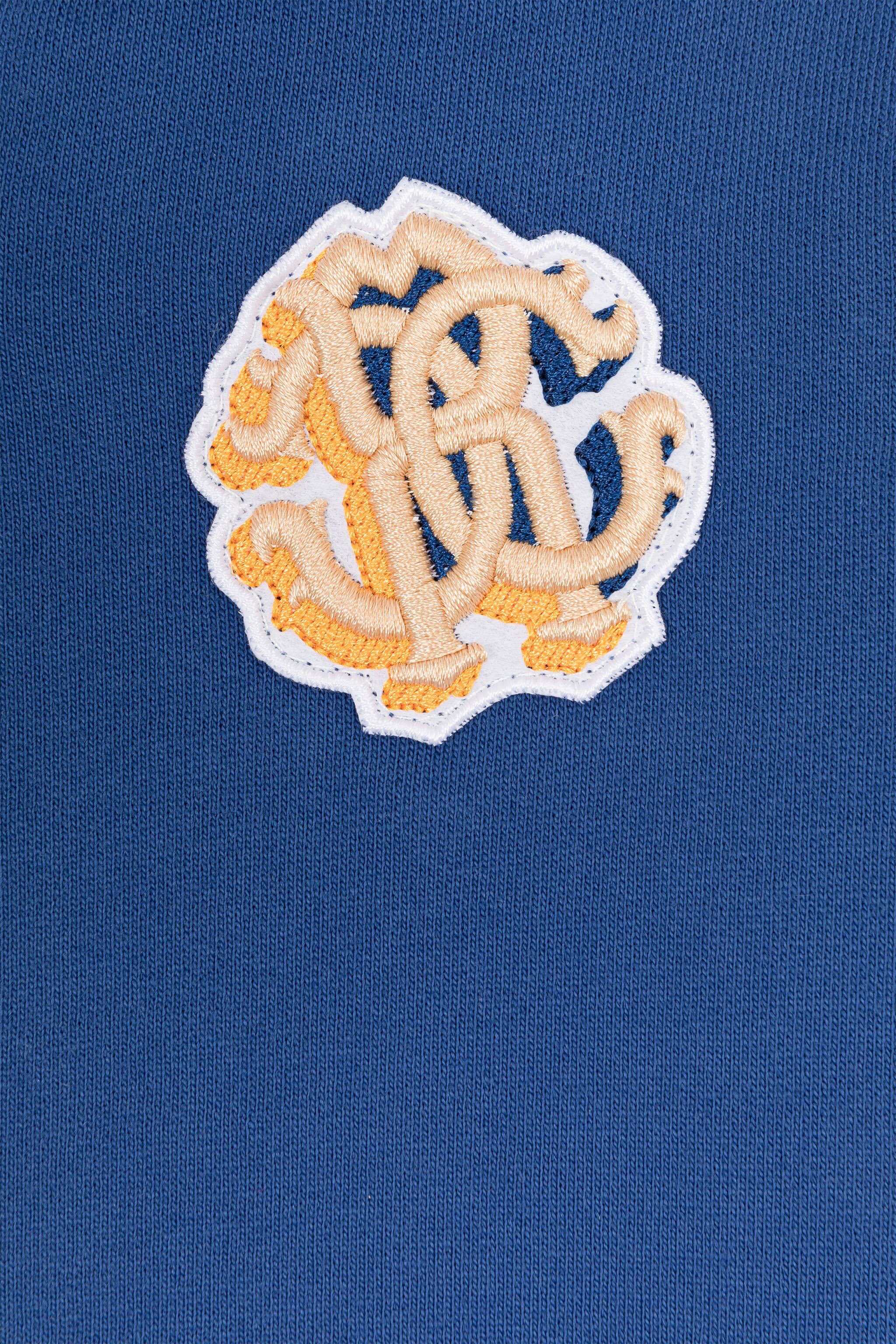 Roberto Cavalli Rc Monogram Cotton Hoodie In Blue