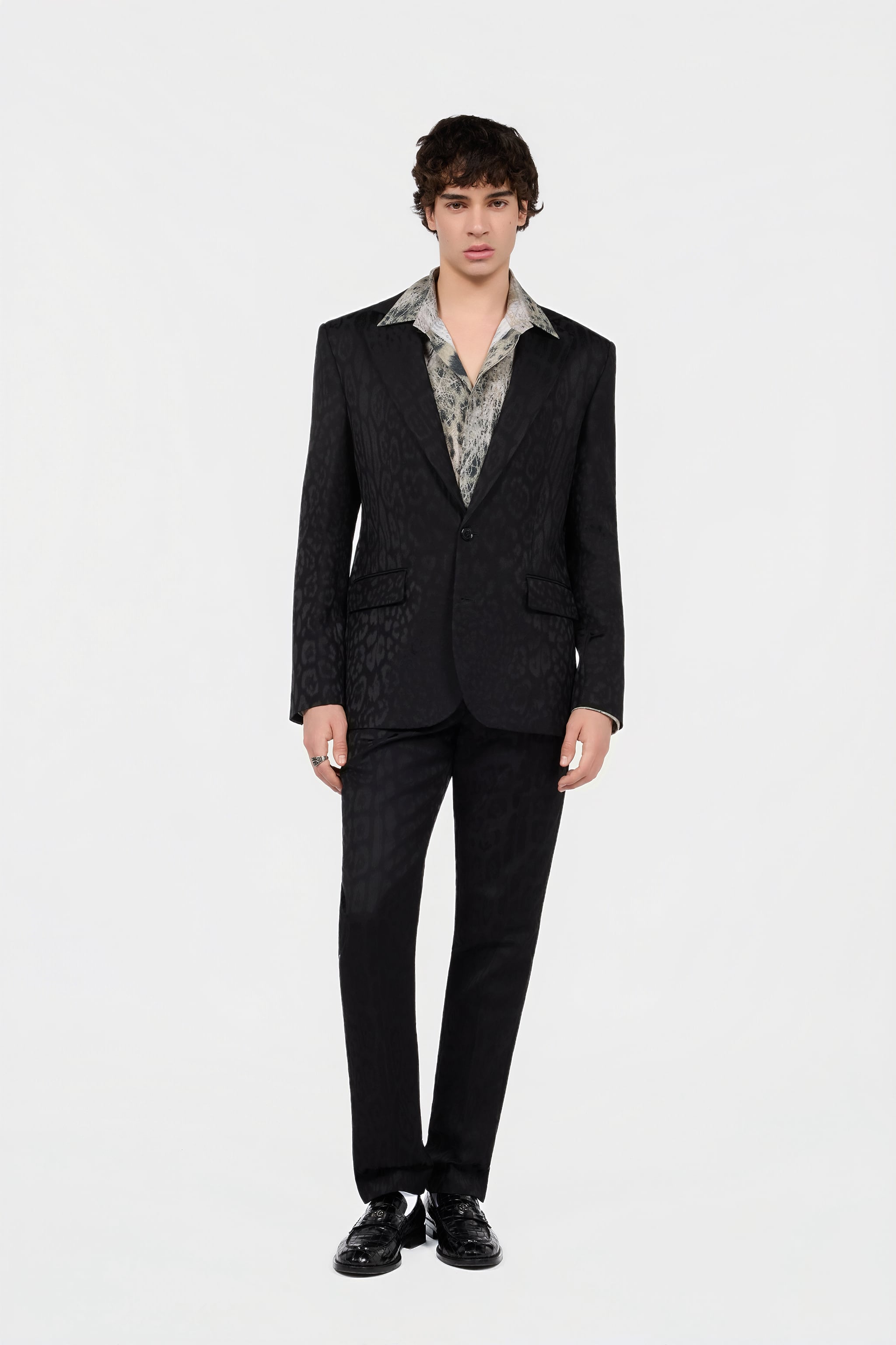 Roberto Cavalli Black Jacquard Tailored Jacket | Thumbnail 6