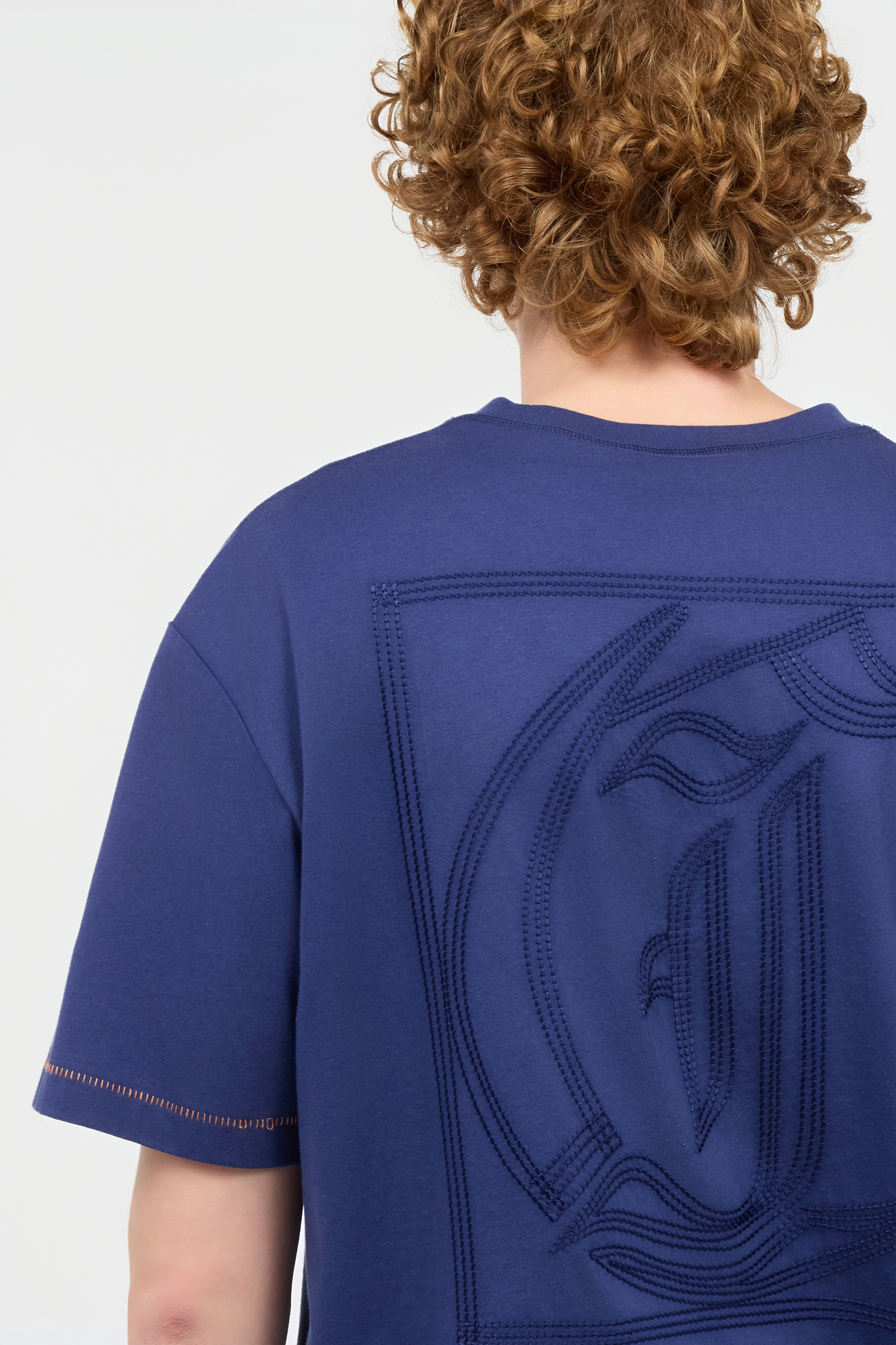 Roberto Cavalli T-shirt With Jc Monogram And Contrasting Seams In Blue