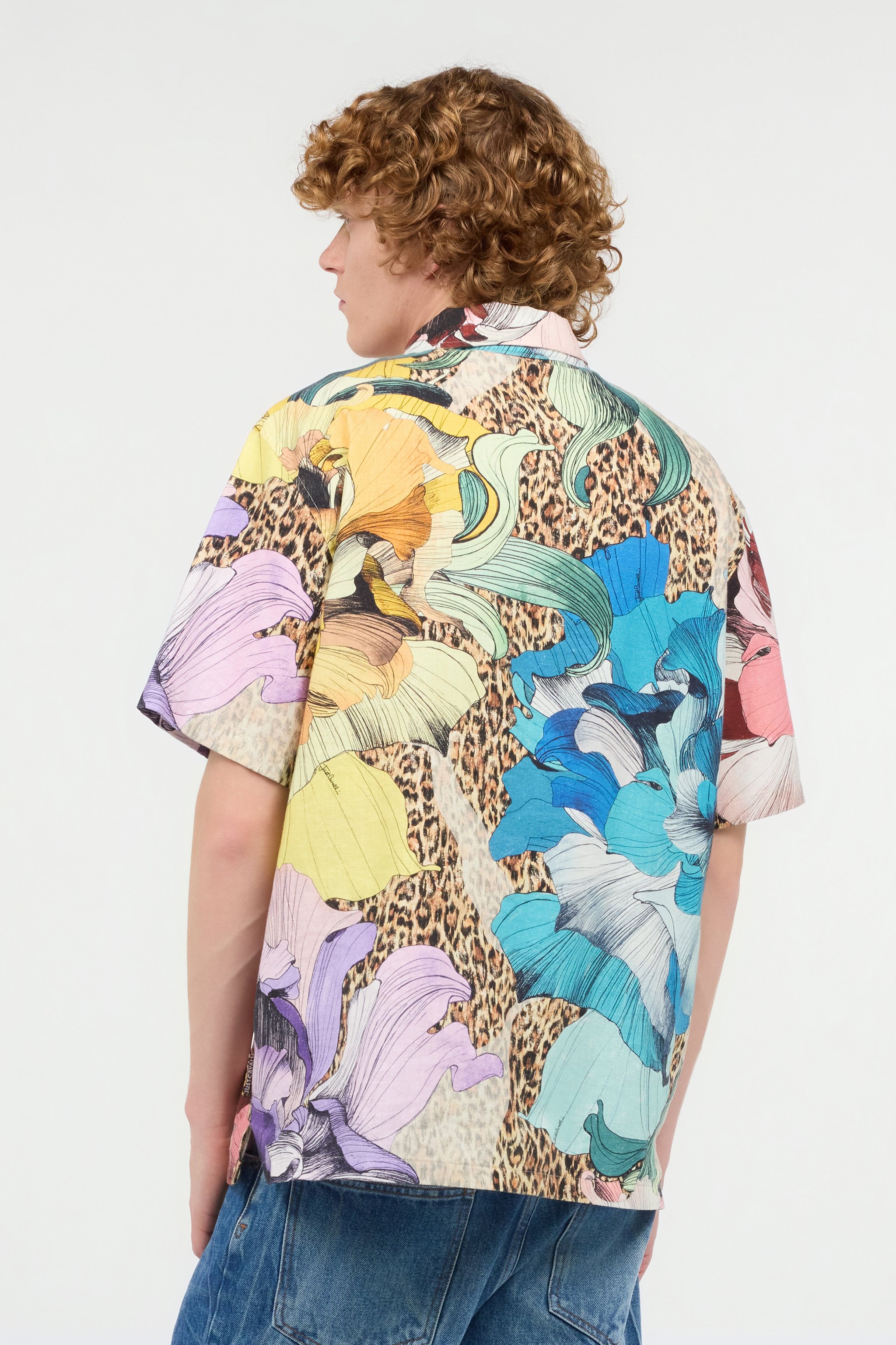 Shirt With Floral And Jaguar Skin Print