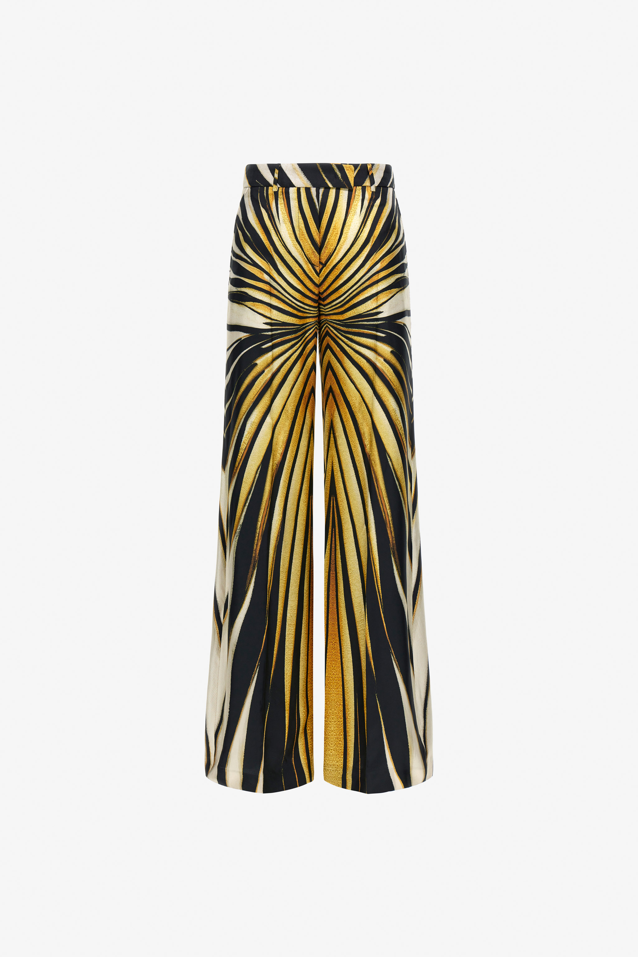 Roberto Cavalli Women's Gold Ray Of Print Silk Palazzo Trousers - Trousers & Shorts
