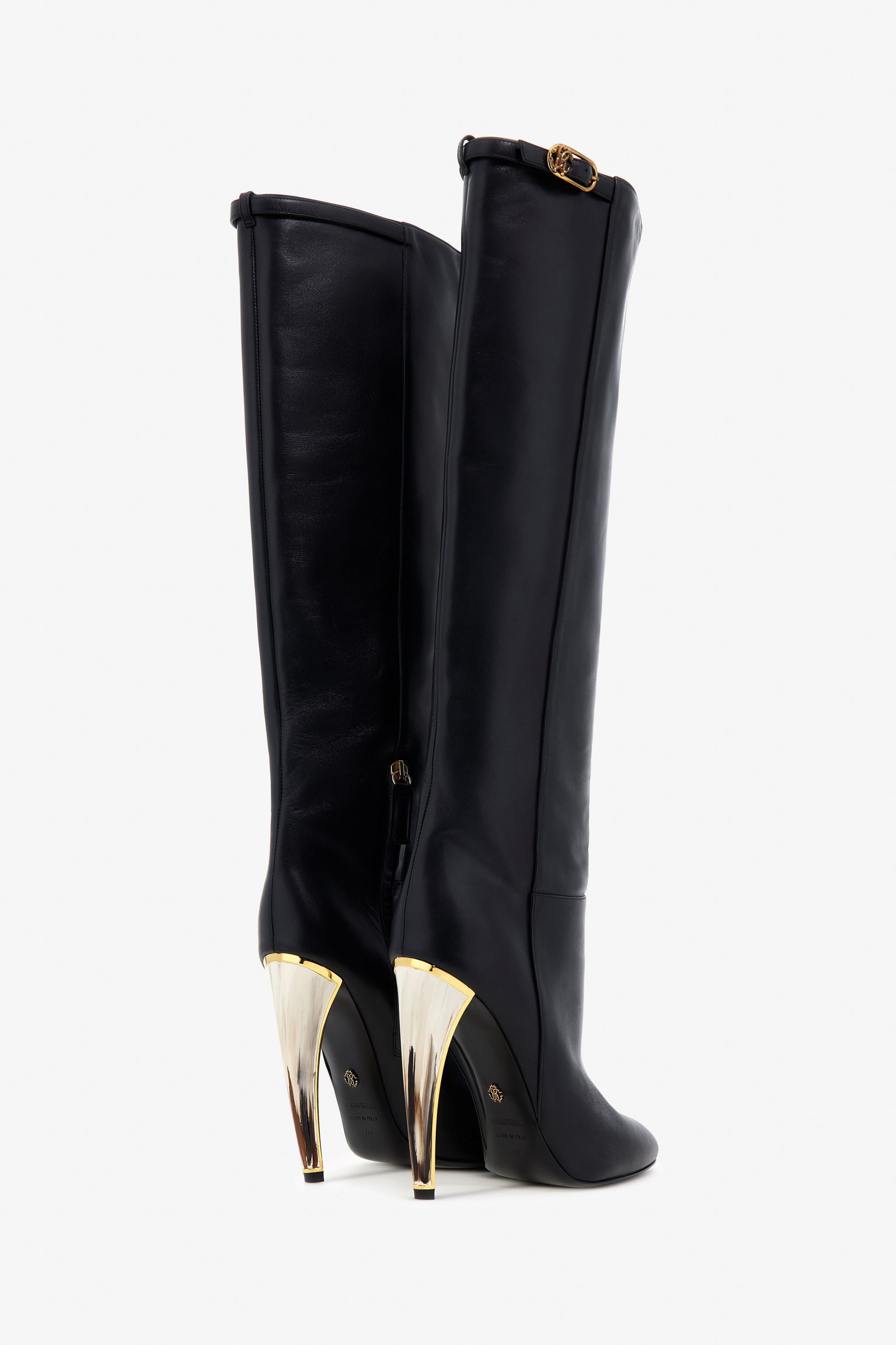 Roberto Cavalli Leather Knee-high Boots In Black