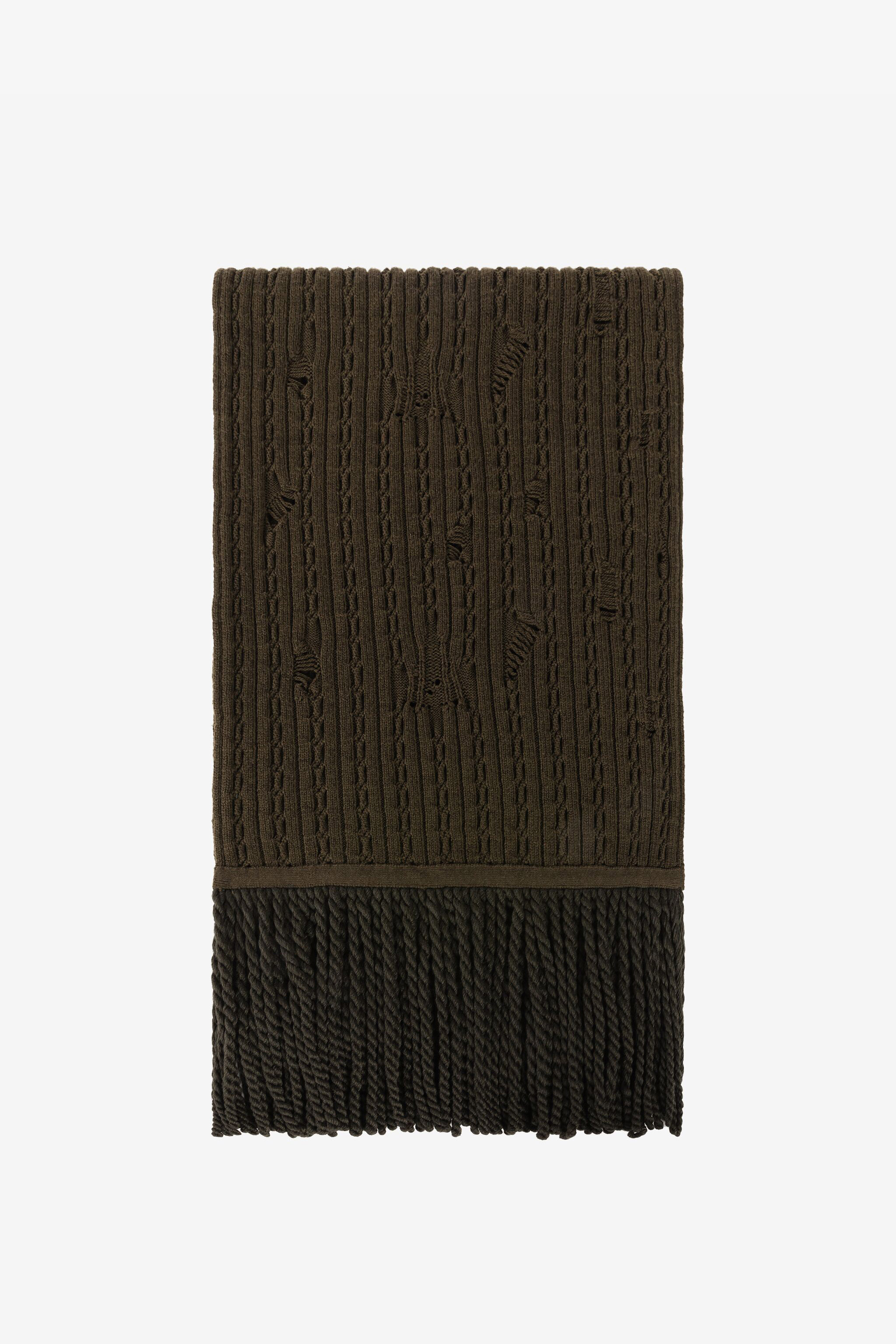 Roberto Cavalli Men's Dark/Green Ribbed-Knit Wool Scarf - Bags & Accessories