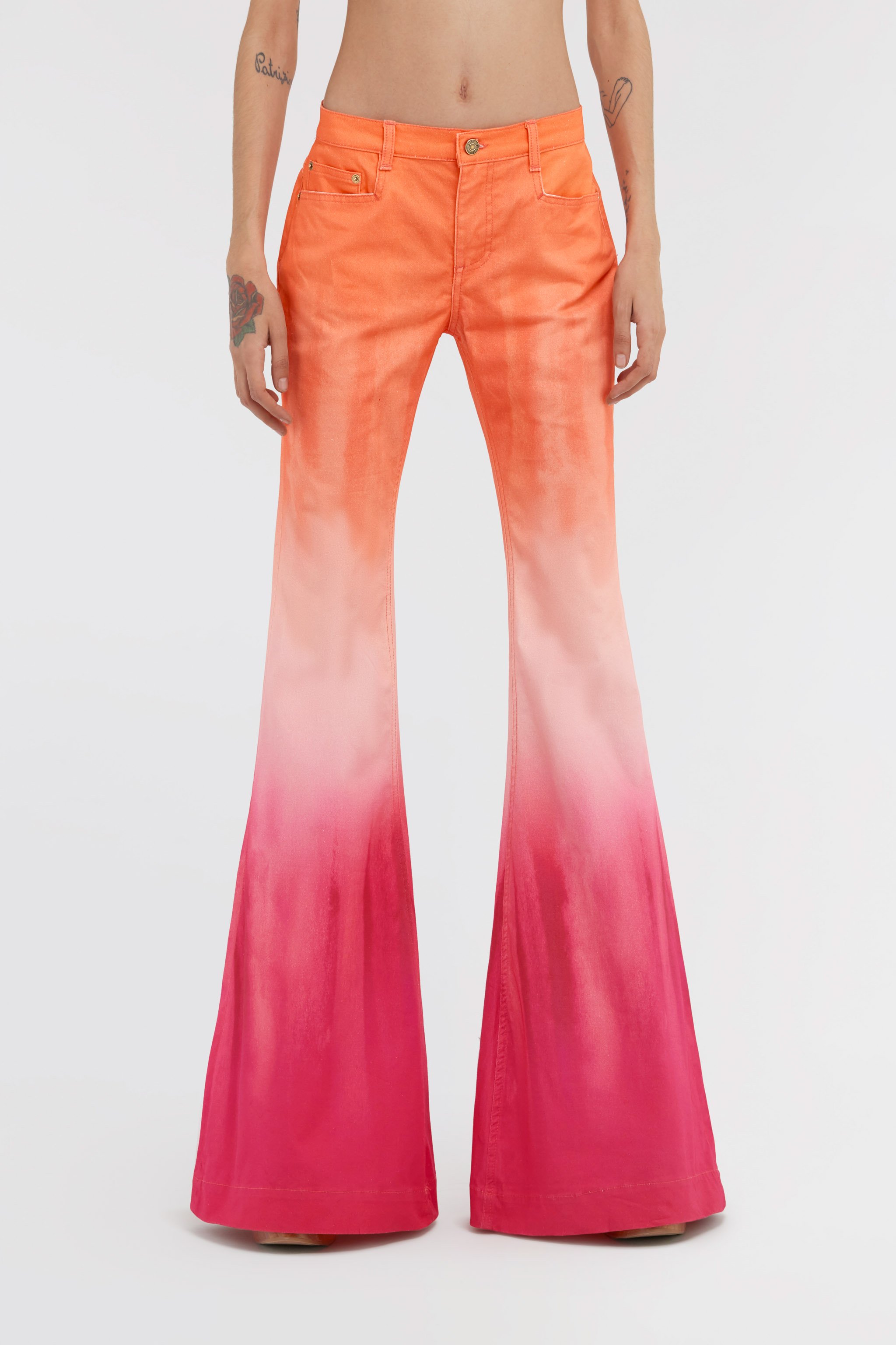 Roberto Cavalli Mid-rise Ombre Flare Jeans In Fuchsia