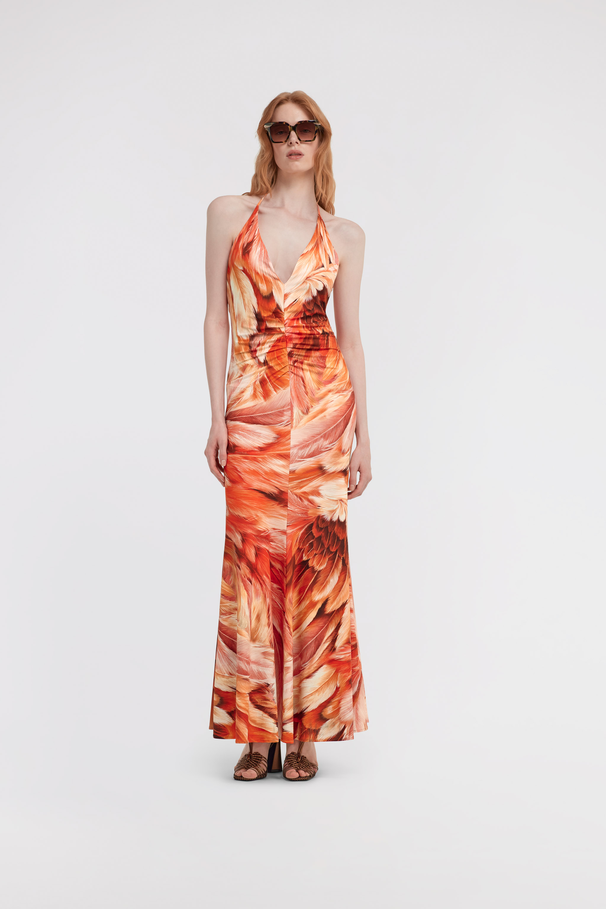 ROBERTO CAVALLI MAXIKLEID MIT PLUMANGE-PRINT