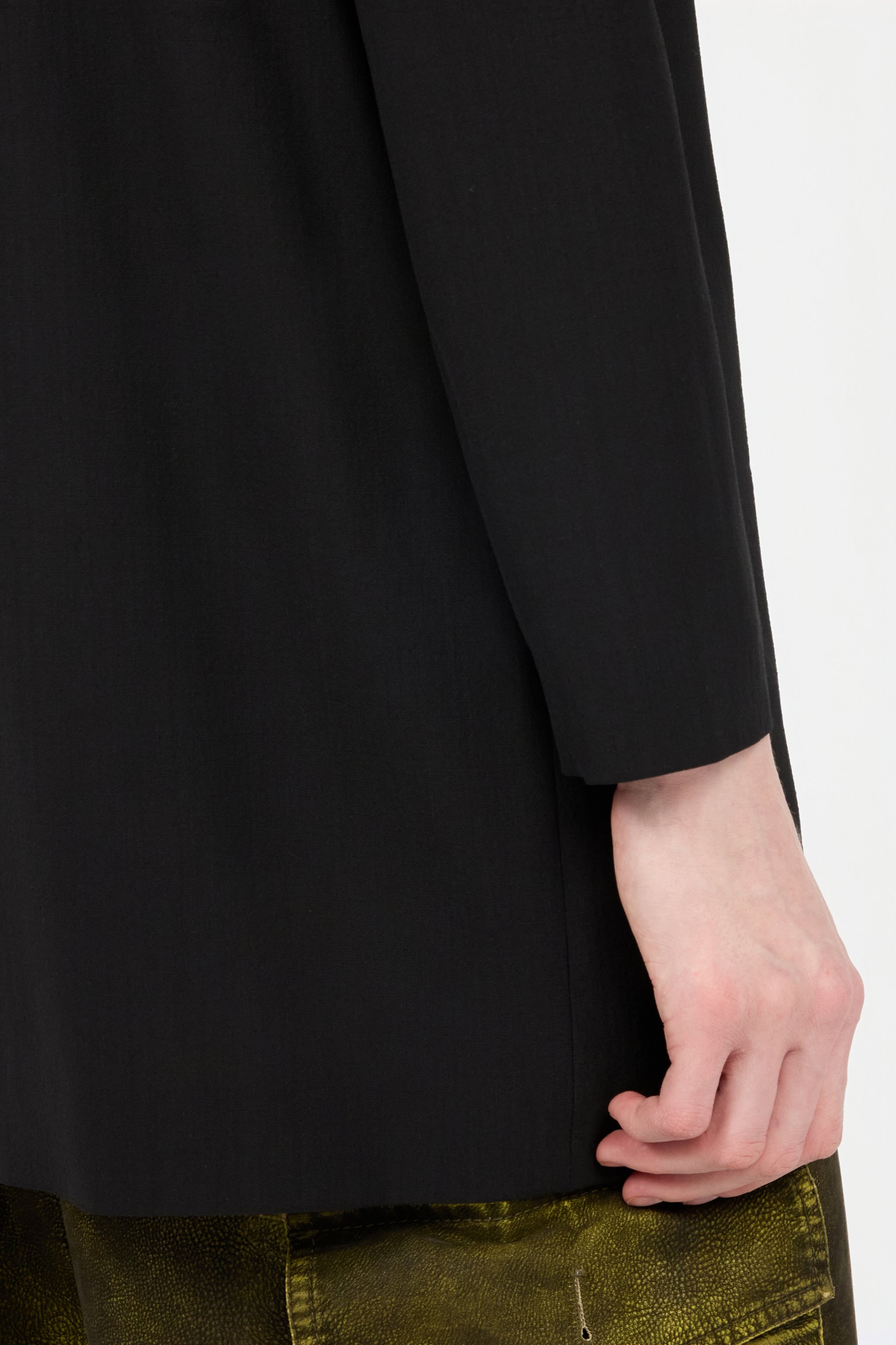 Long Black Wool-Blend Shirt