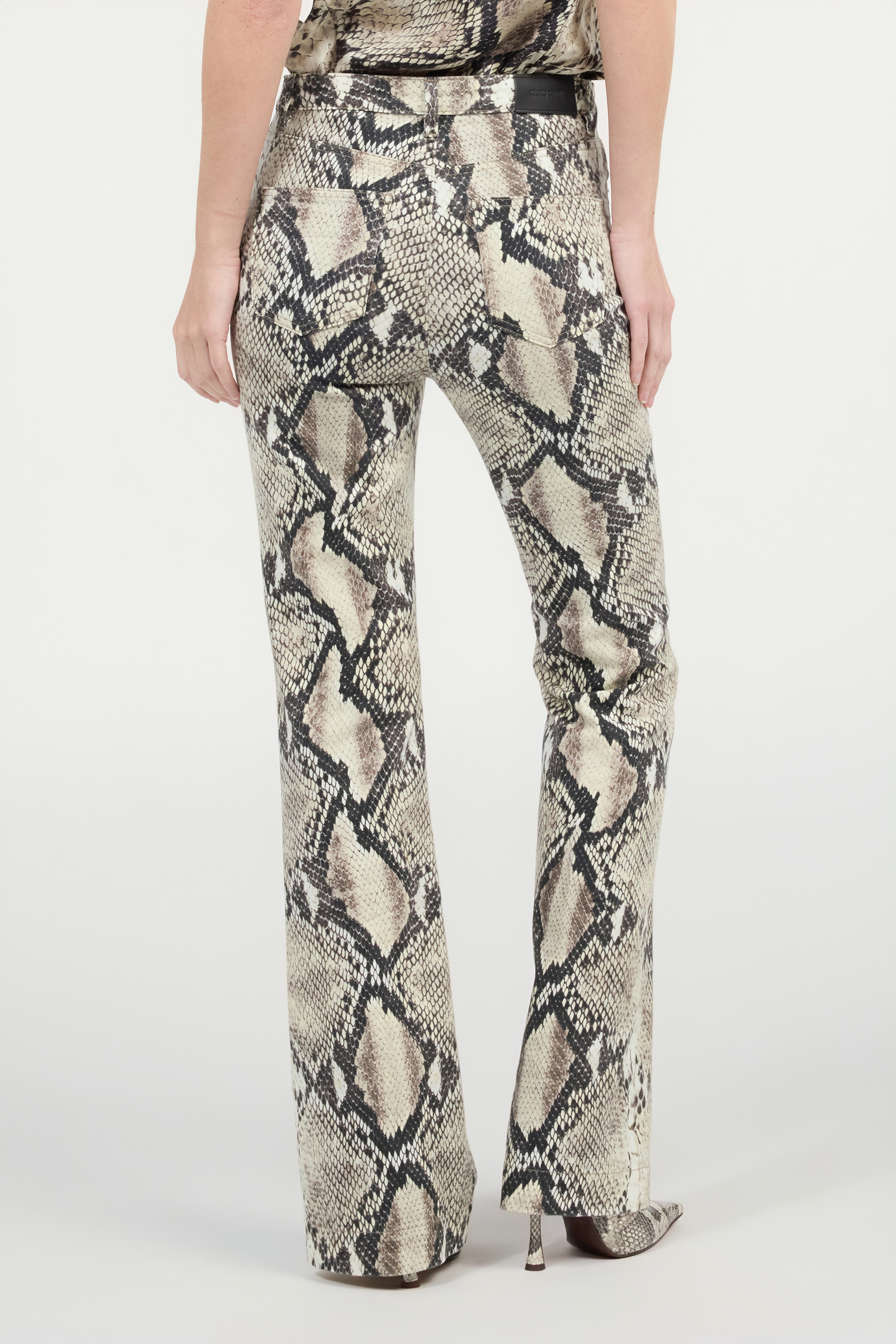 Roberto Cavalli Rock Jeans With Python Print In Black