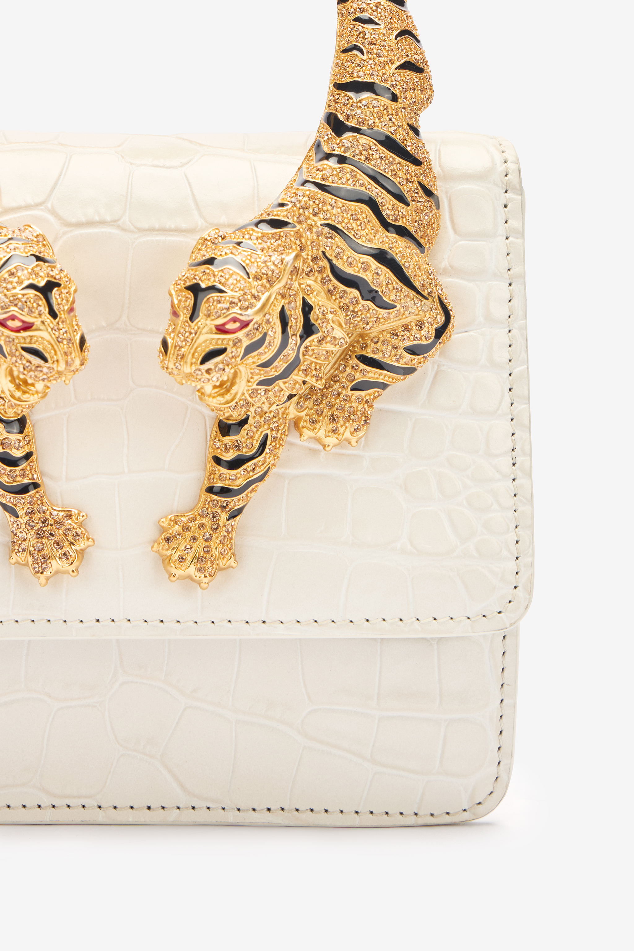 Roberto Cavalli Medium Roar Bag In Off White