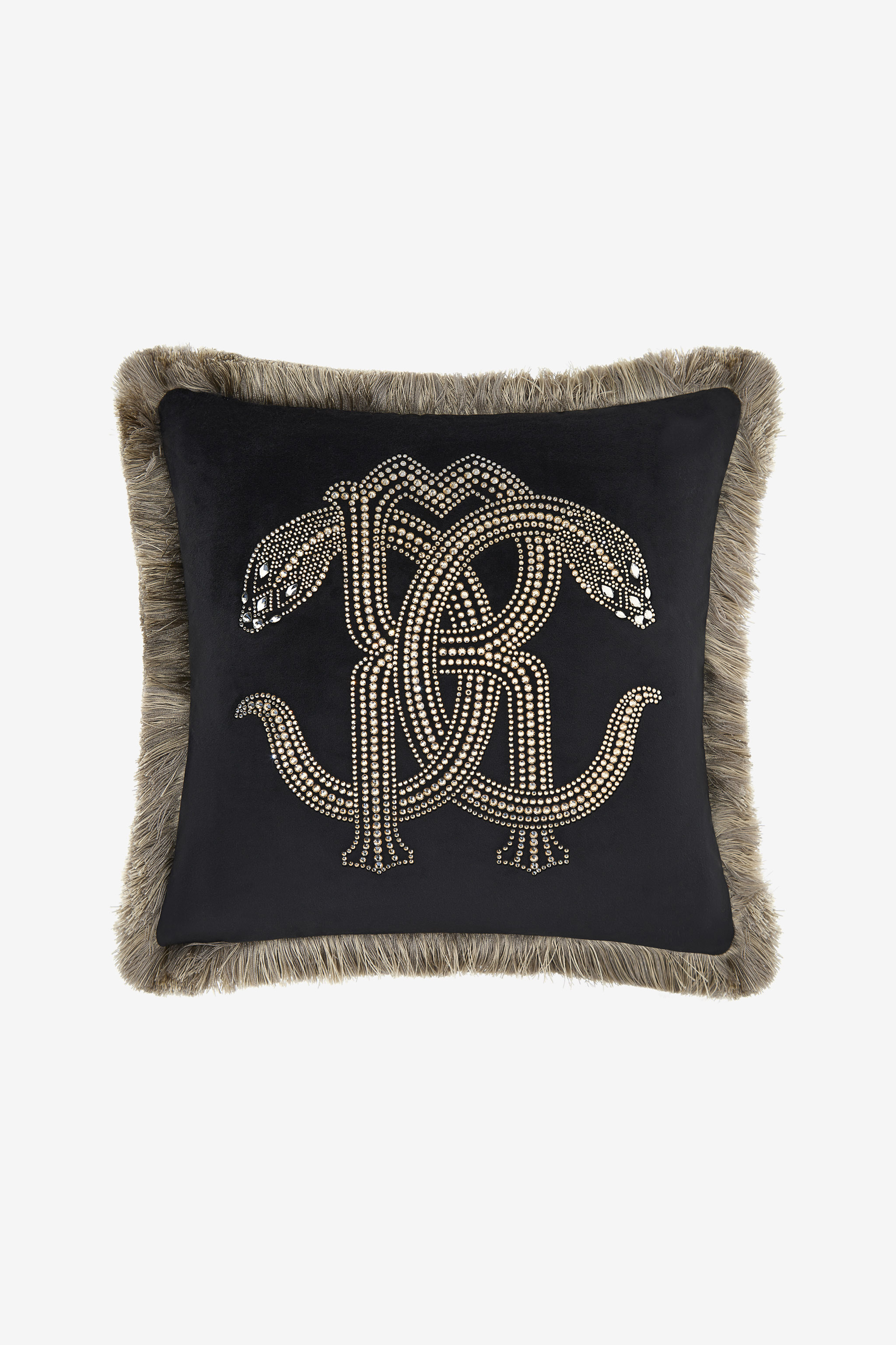 Roberto Cavalli Cushion Crystal Snakes 40x40 In Black