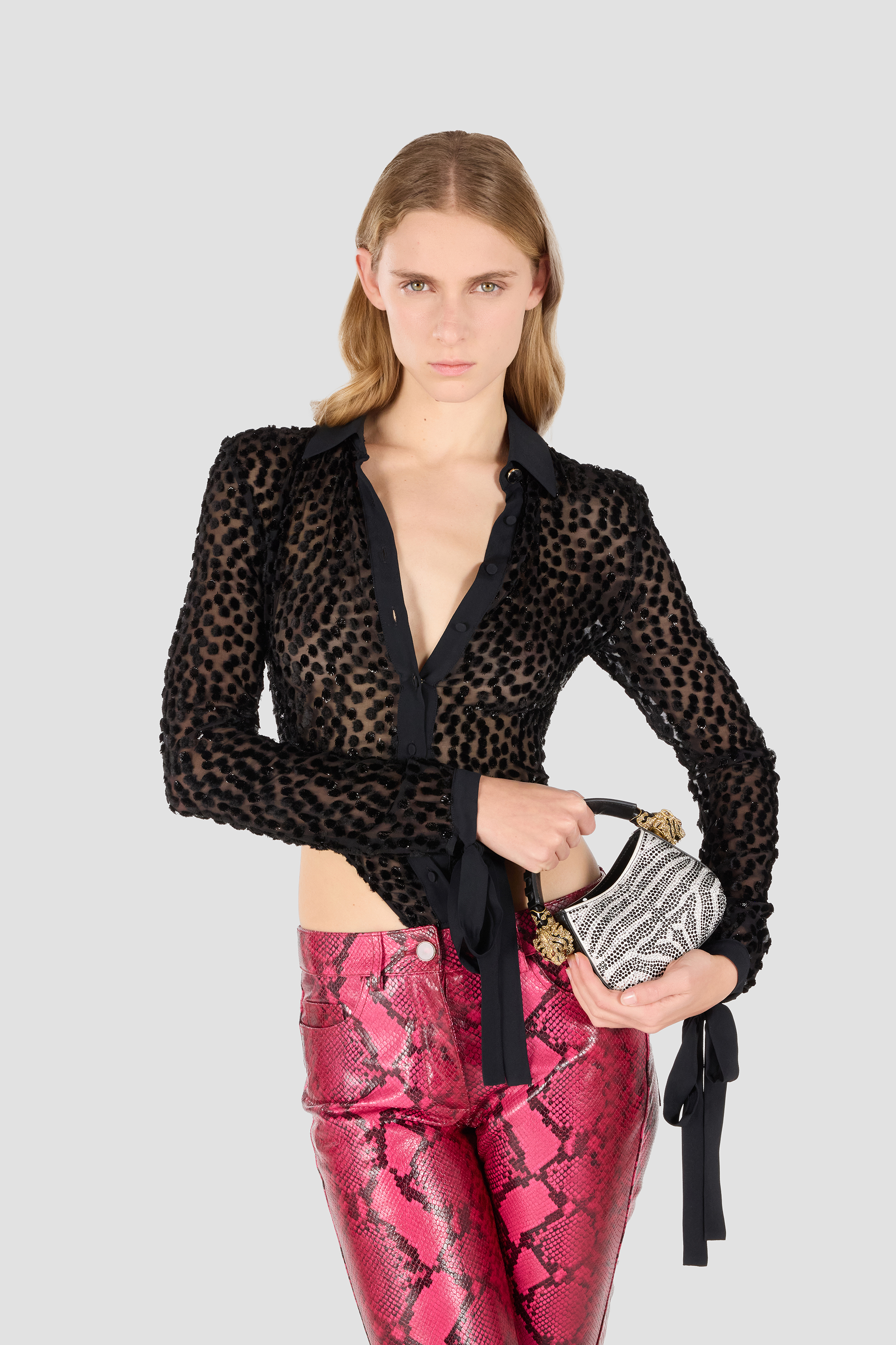 ROBERTO CAVALLI MINI ROAR BAG MIT MOTIV ZEBRA AUS STRASS