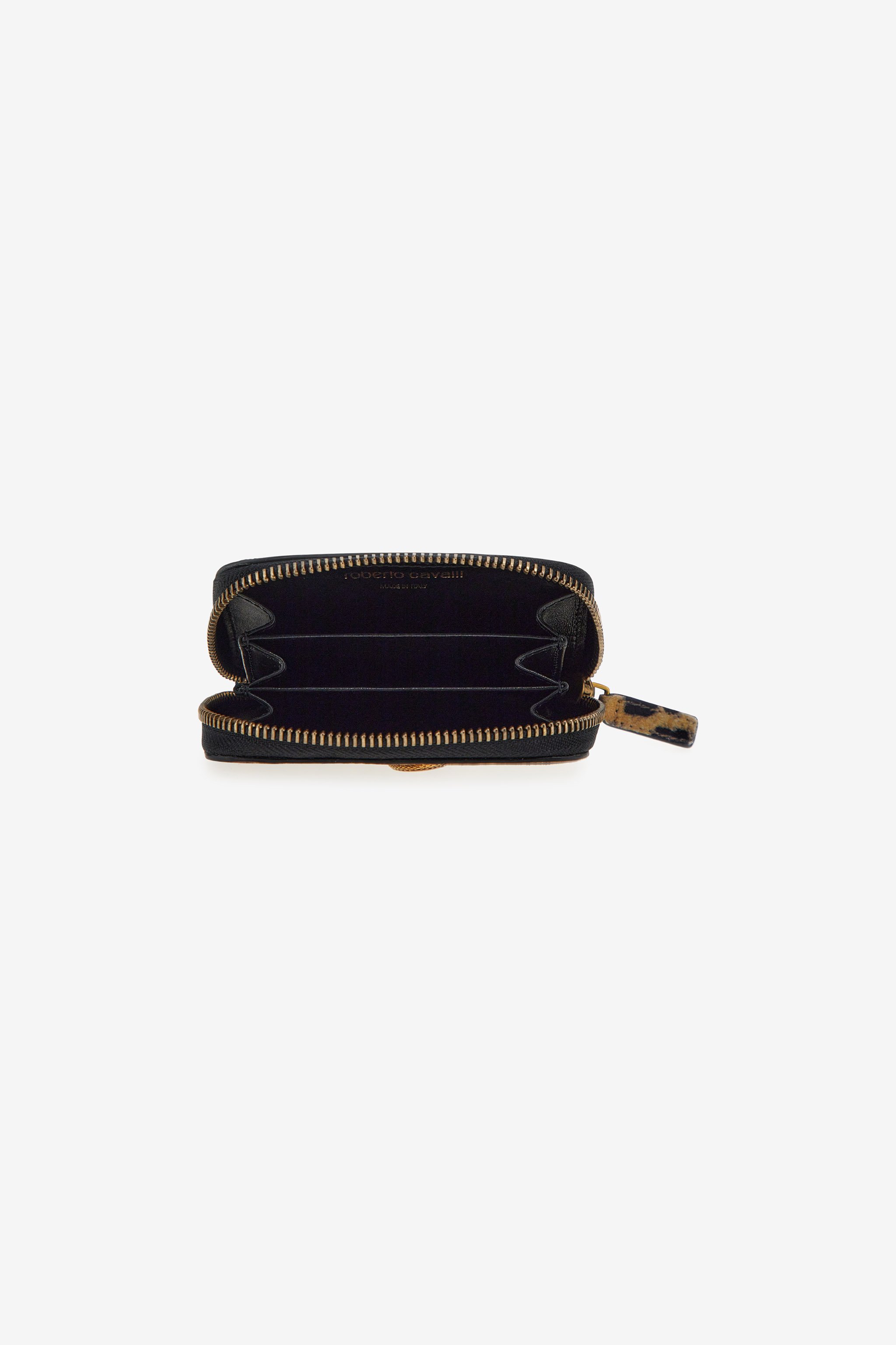 Roberto Cavalli Small Wallet With Monogram Rc And Zip In Light Brown