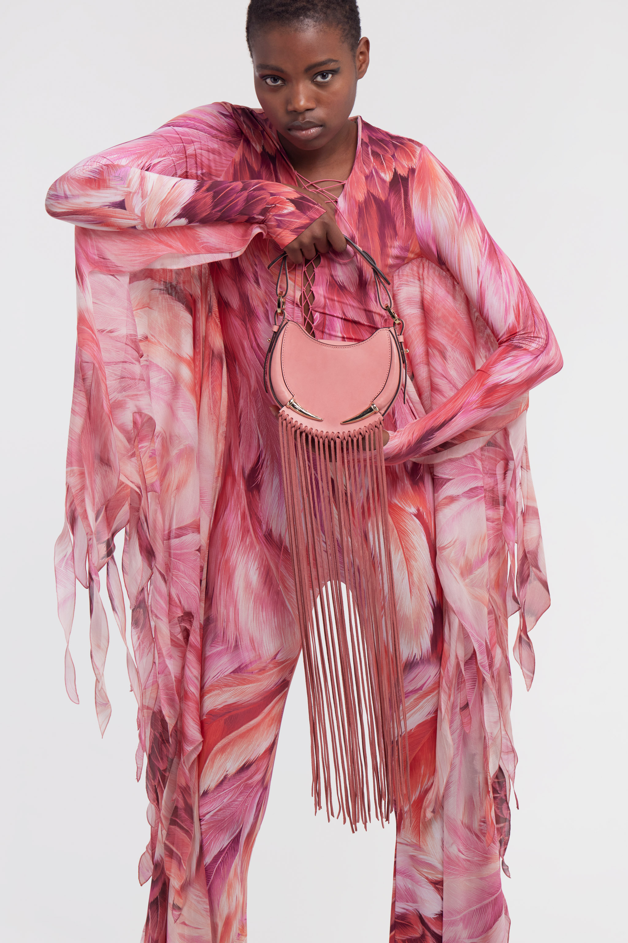ROBERTO CAVALLI FANG BAG SHOULDER BAG WITH FRINGES 