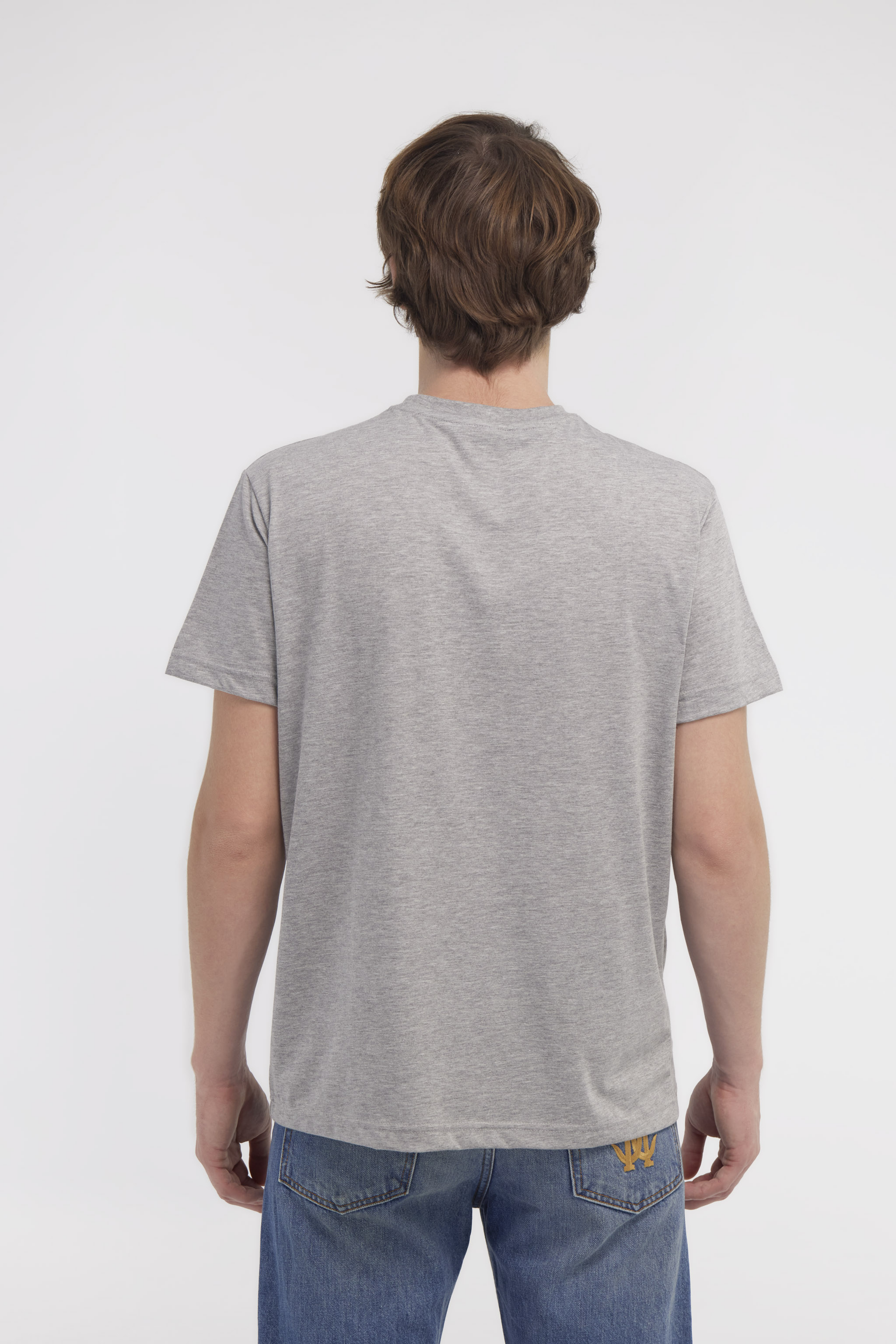Shop Roberto Cavalli T-shirt With Eagle Logo And Print In Gray