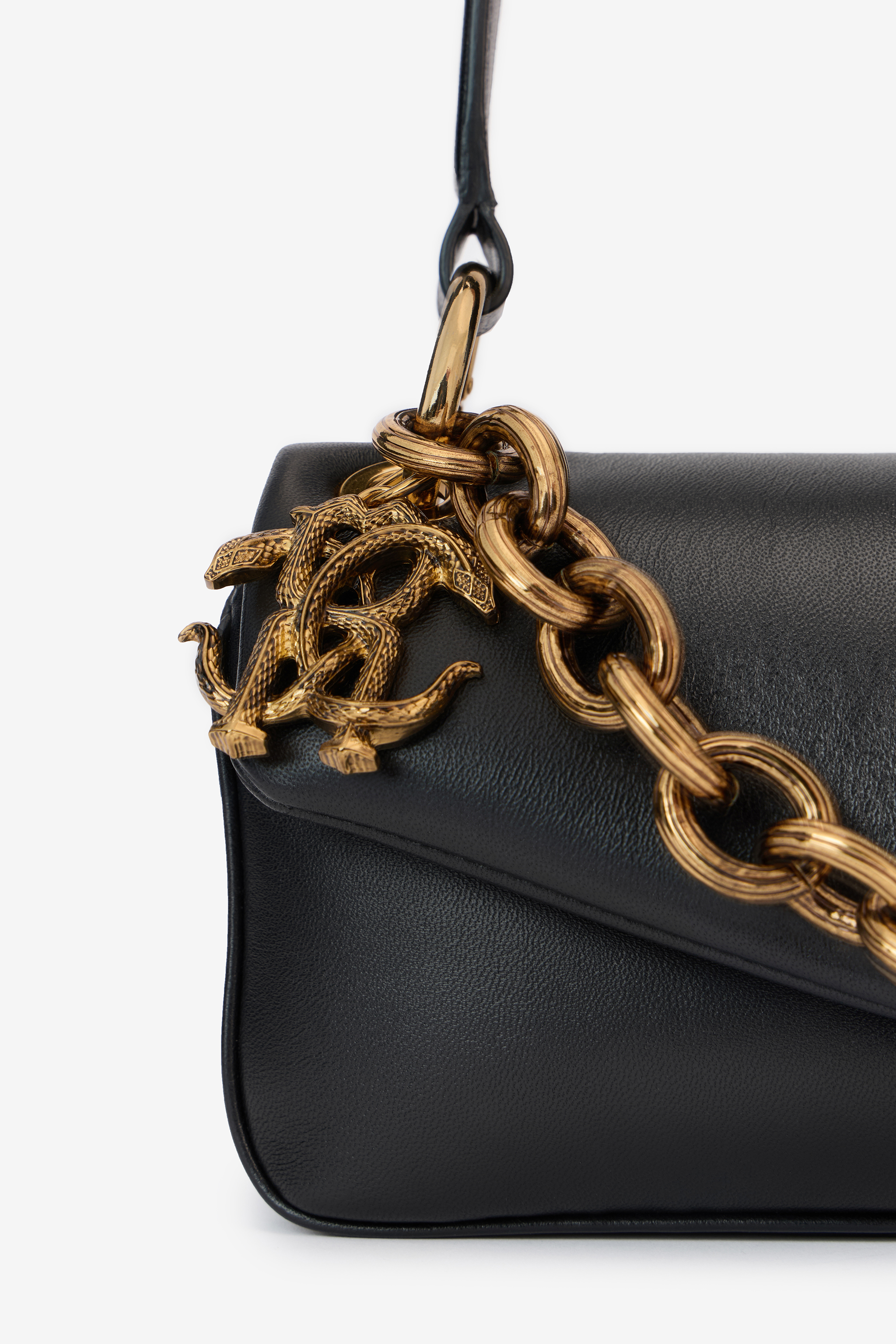 Roberto Cavalli Shoulder Bag With Chain In Black In Black