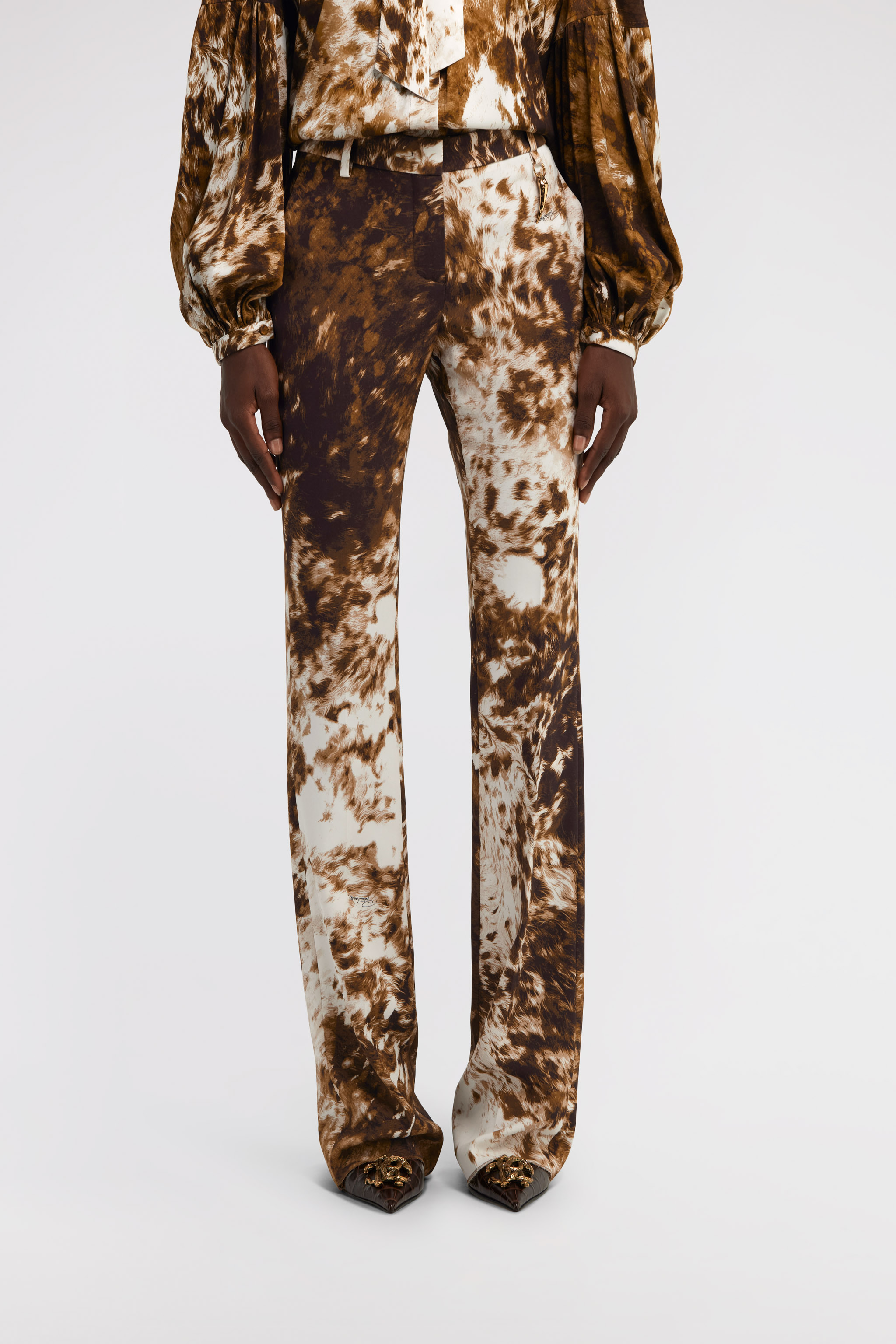 Roberto Cavalli Appaloosa Print Panta In Brown