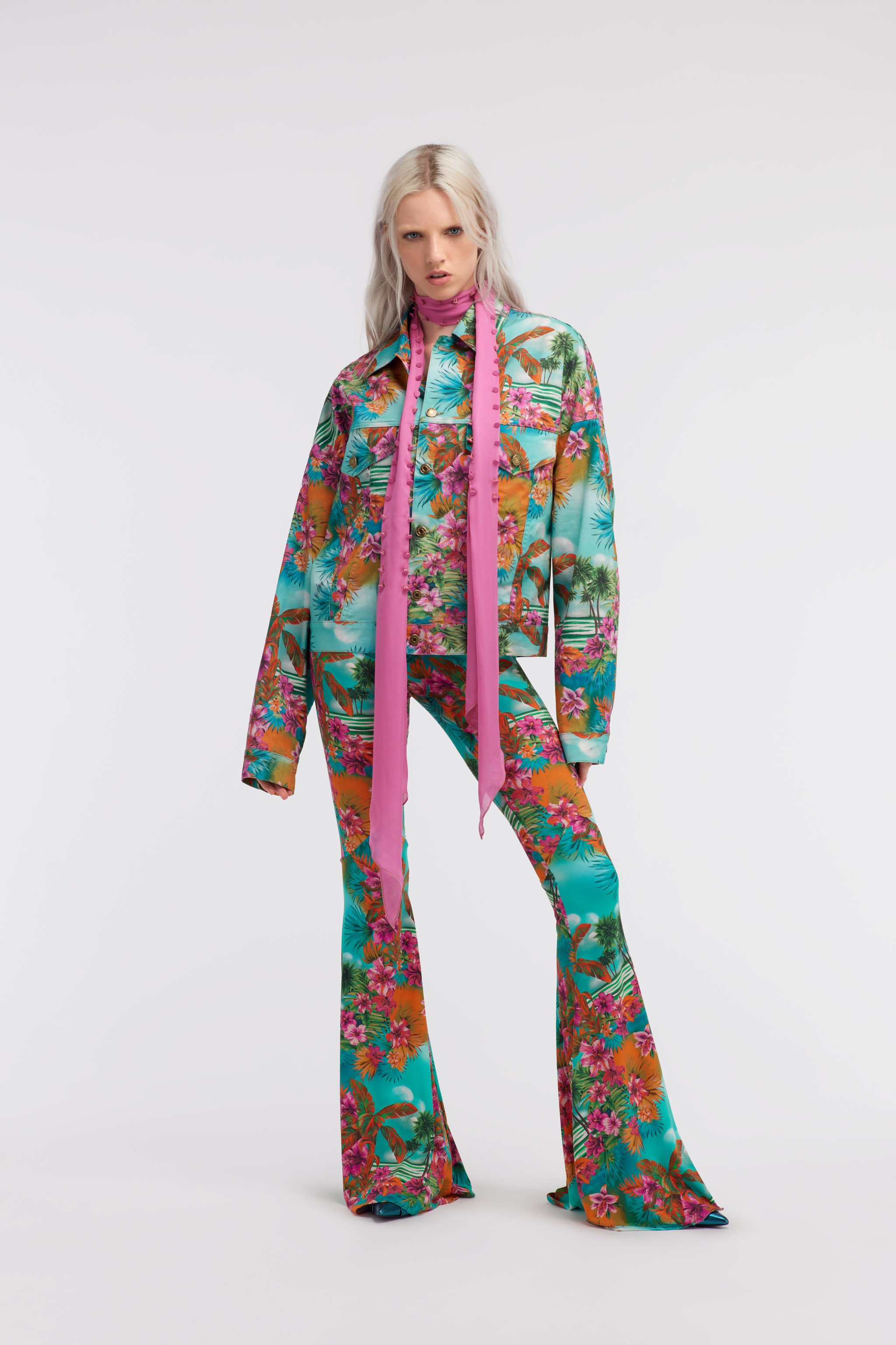 ROBERTO CAVALLI HAWAII PRINT DENIM JACKET