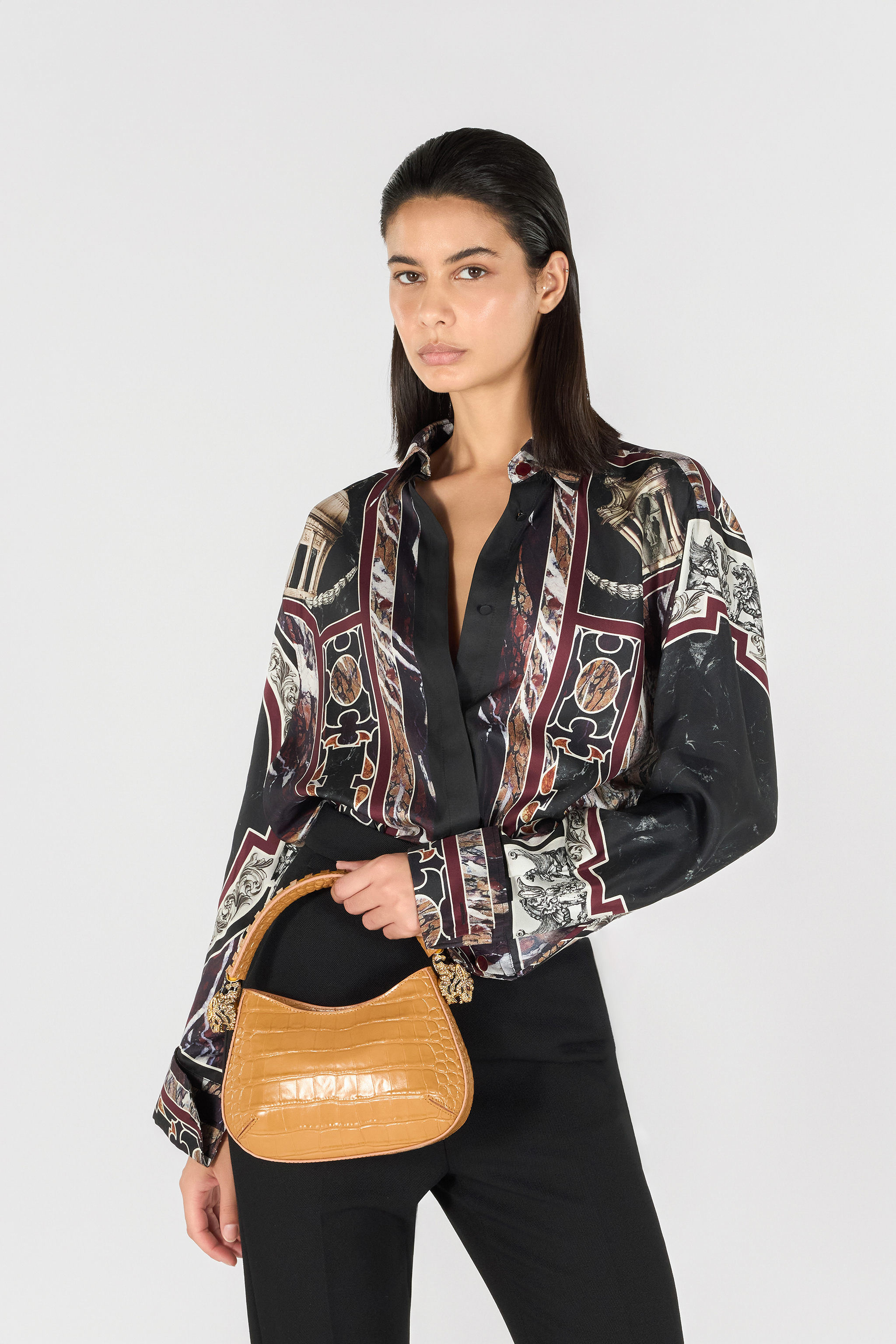 ROBERTO CAVALLI HOBO ROAR BAG MIT KROKODILPRINT