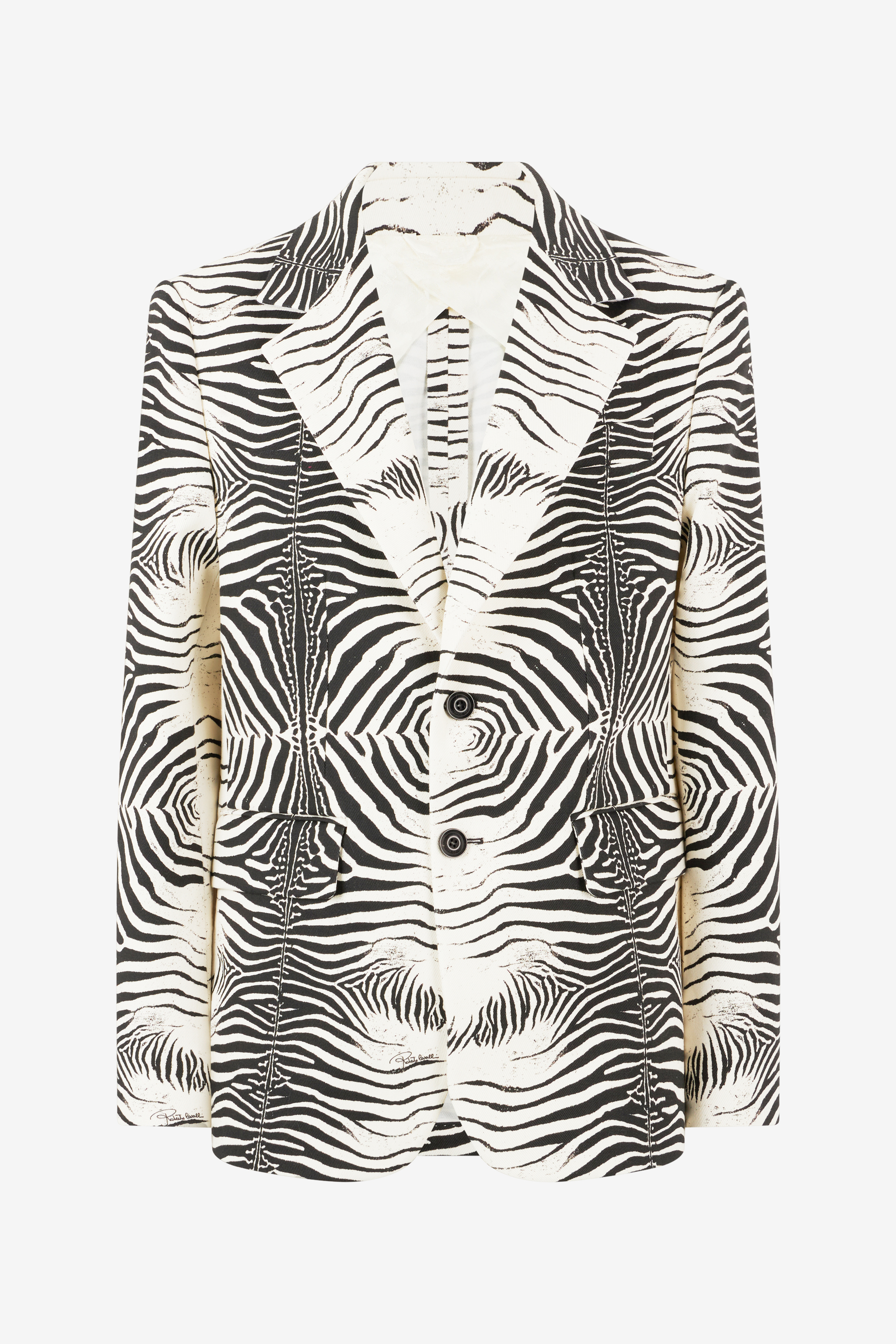 Roberto Cavalli Leopard-print Blazer In Black/white
